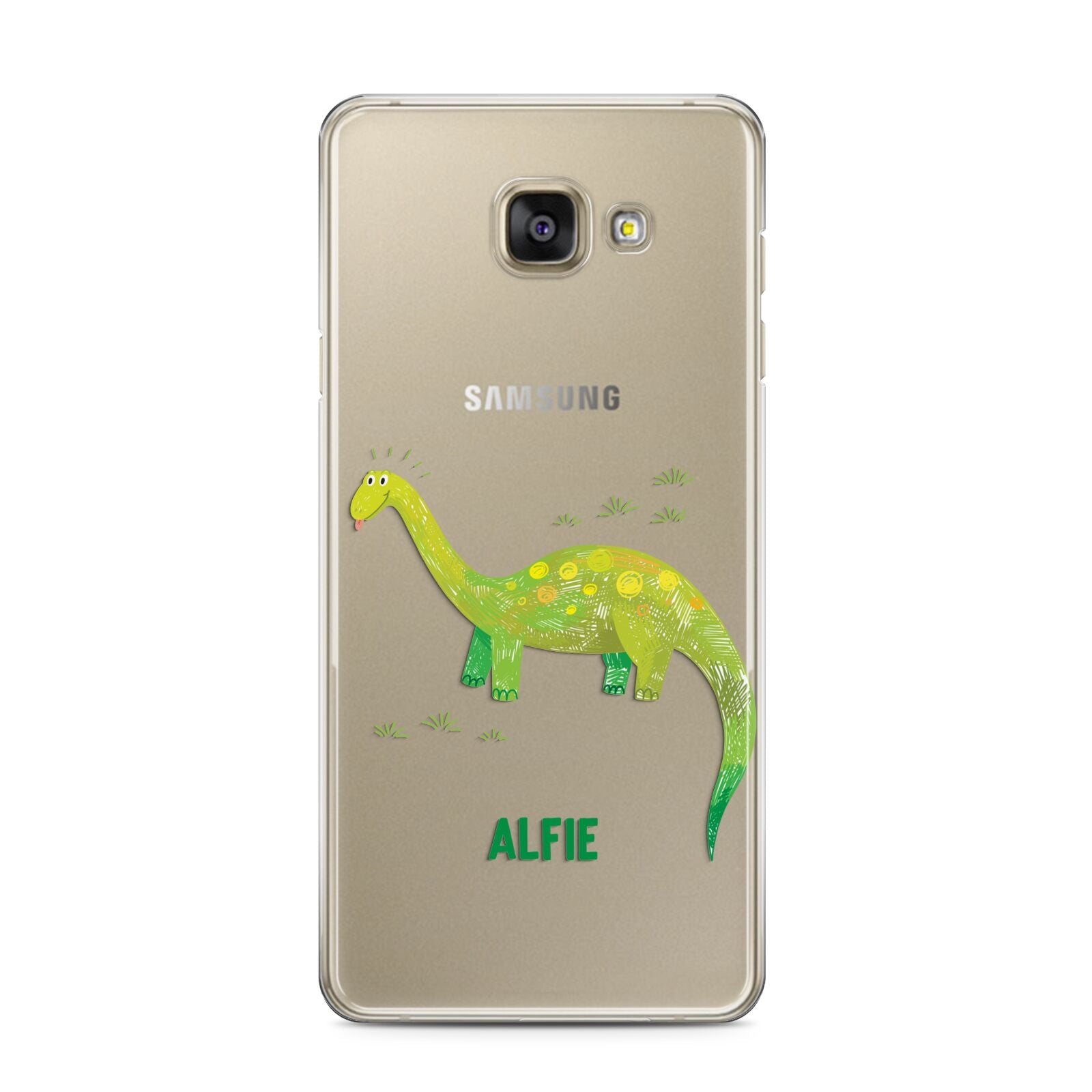 Custom Dinosaur Samsung Galaxy A3 2016 Case on gold phone