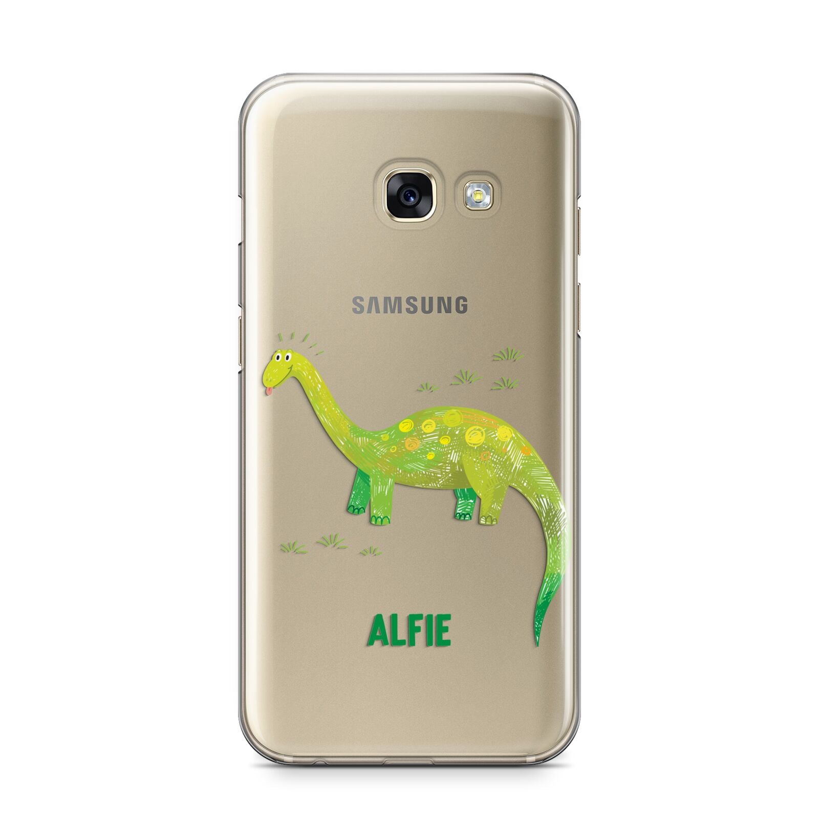 Custom Dinosaur Samsung Galaxy A3 2017 Case on gold phone