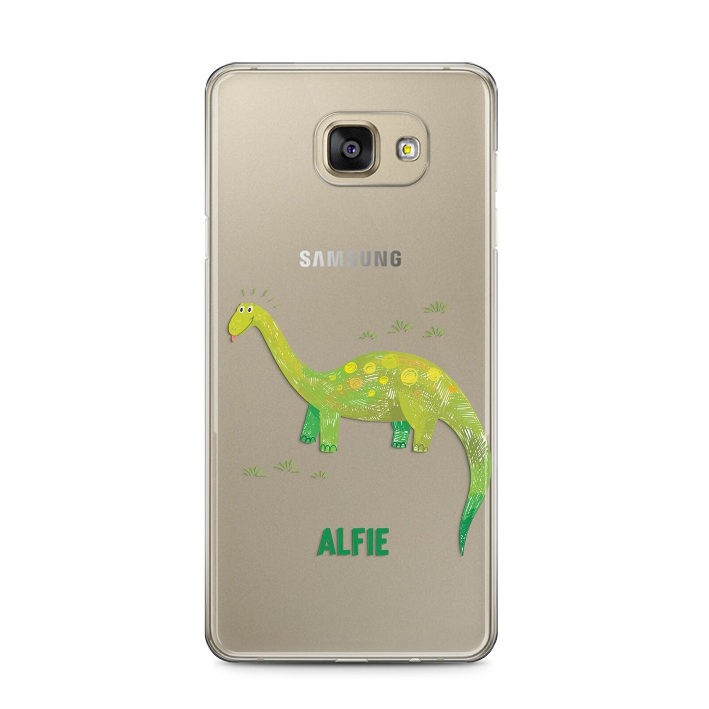 Custom Dinosaur Samsung Galaxy A5 2016 Case on gold phone