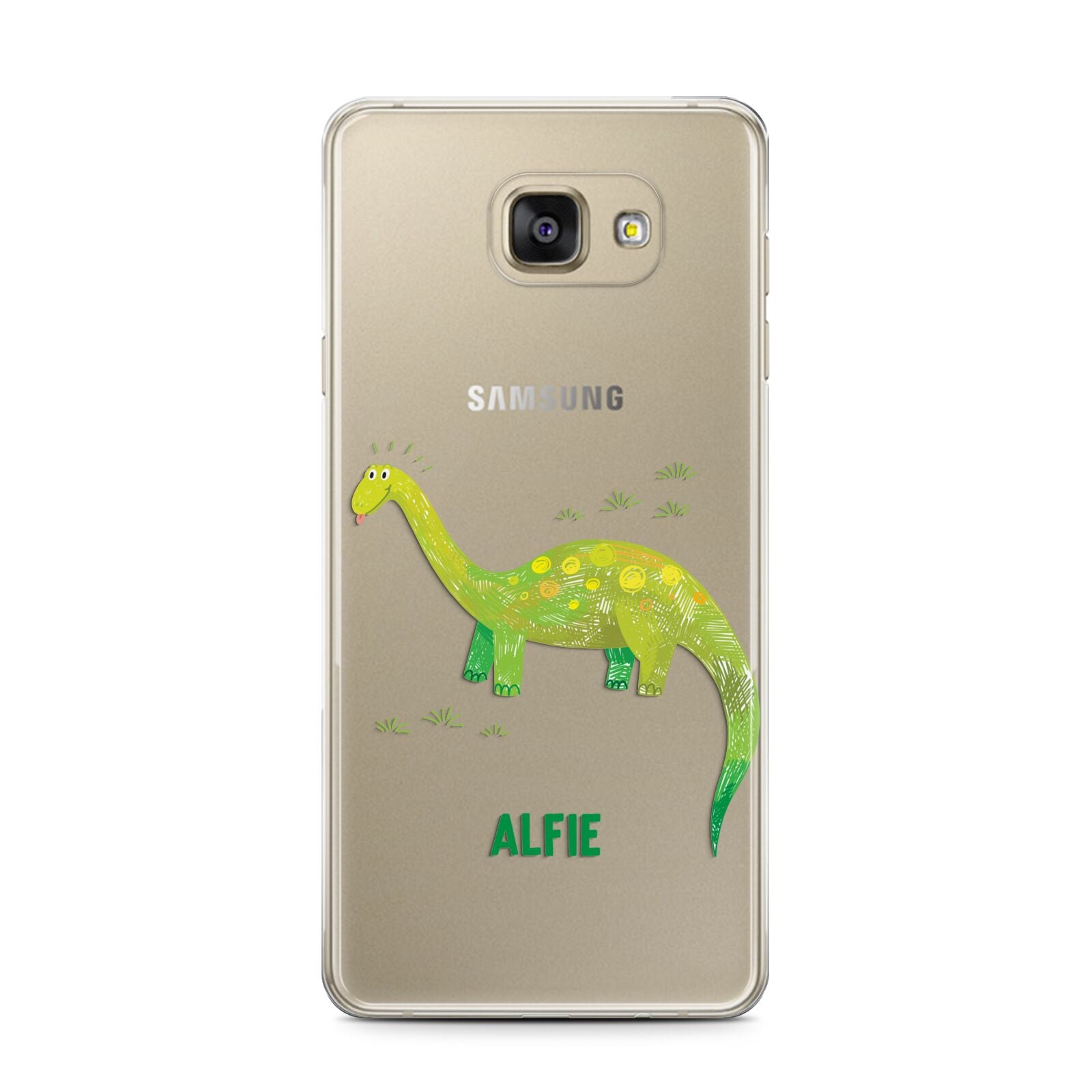 Custom Dinosaur Samsung Galaxy A7 2016 Case on gold phone