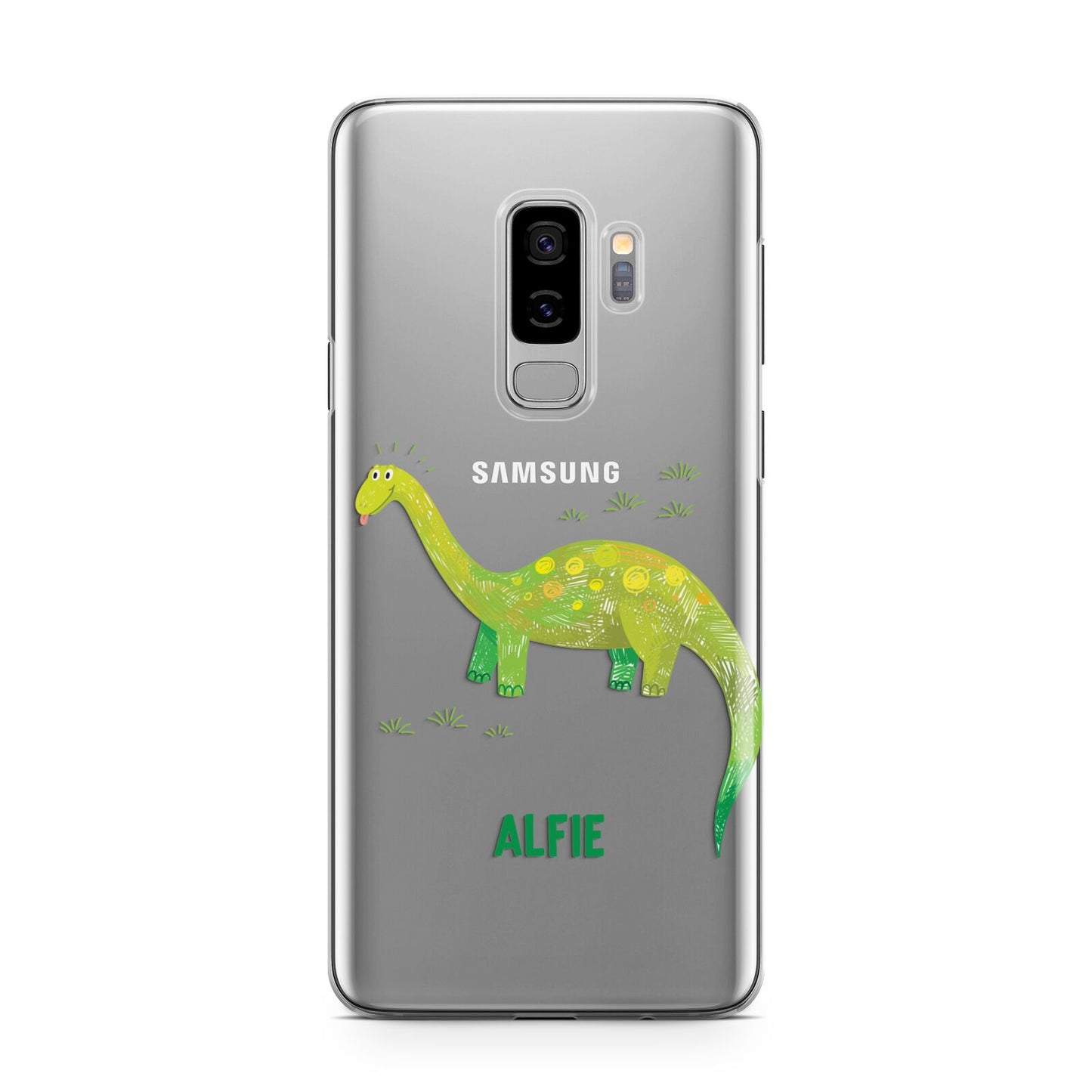 Custom Dinosaur Samsung Galaxy S9 Plus Case on Silver phone