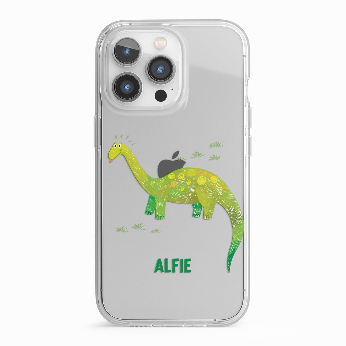 Custom Dinosaur iPhone 13 Pro TPU Impact Case with White Edges