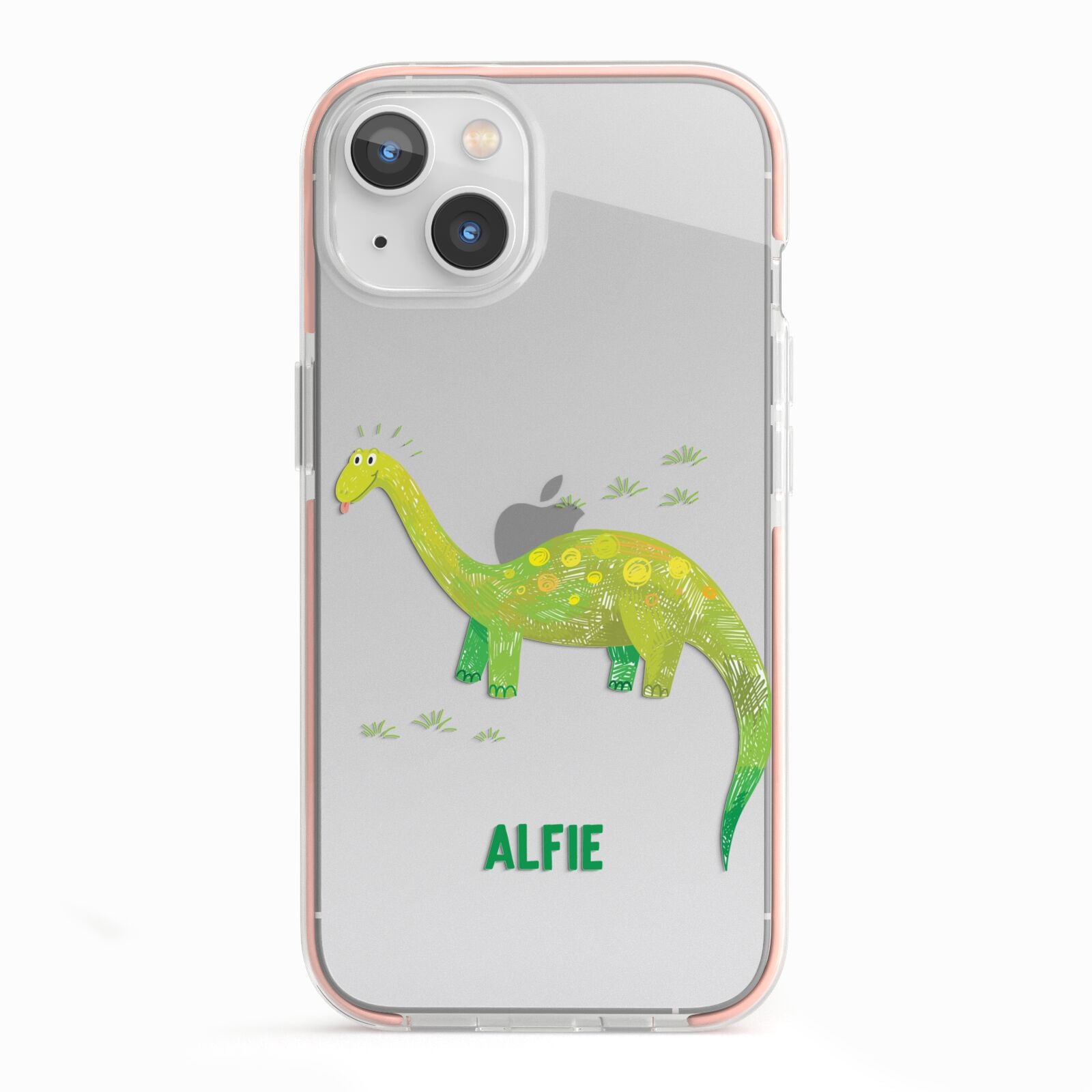 Custom Dinosaur iPhone 13 TPU Impact Case with Pink Edges