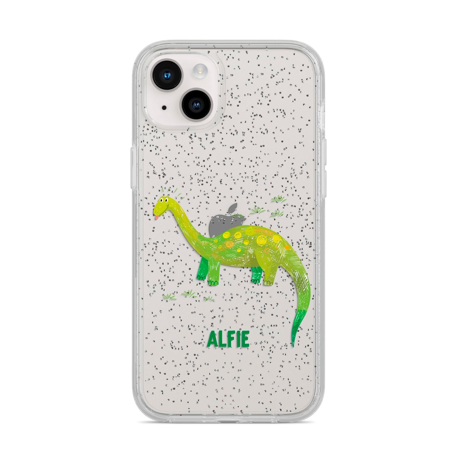 Custom Dinosaur iPhone 14 Plus Glitter Tough Case Starlight