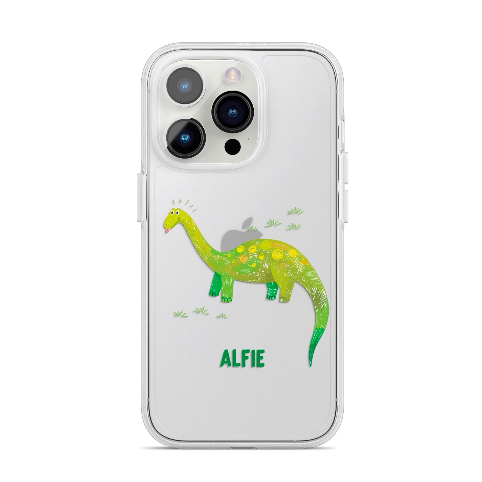 Custom Dinosaur iPhone 14 Pro Clear Tough Case Silver