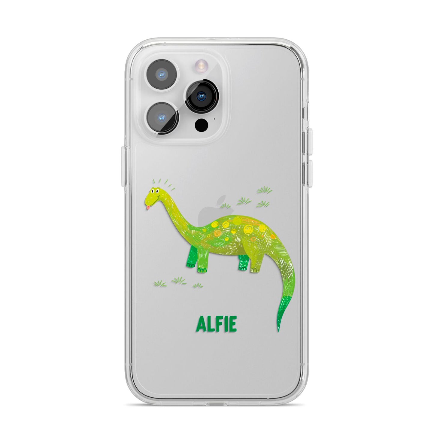 Custom Dinosaur iPhone 14 Pro Max Clear Tough Case Silver