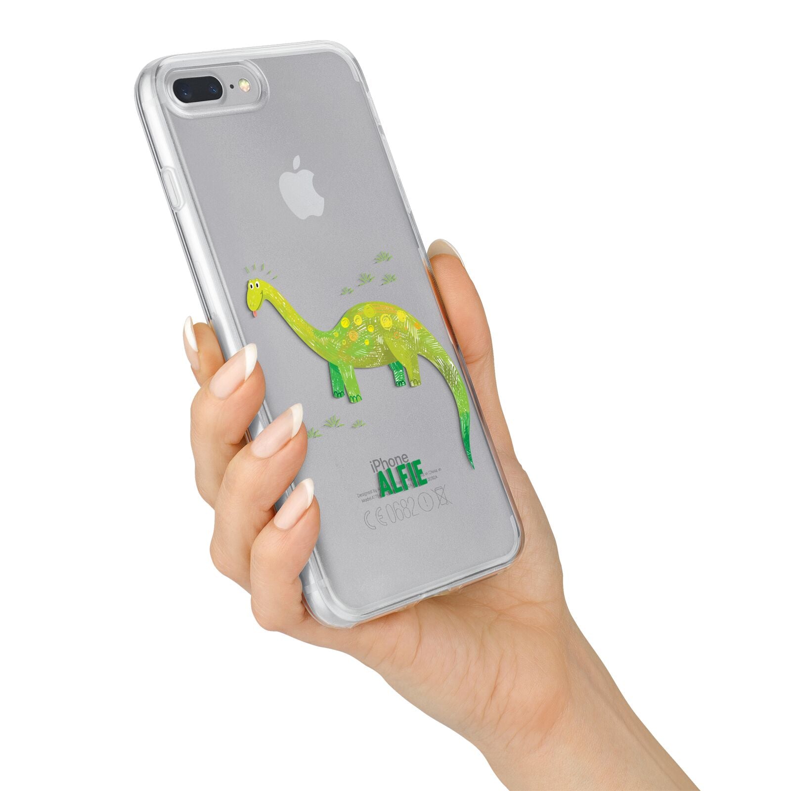 Custom Dinosaur iPhone 7 Plus Bumper Case on Silver iPhone Alternative Image