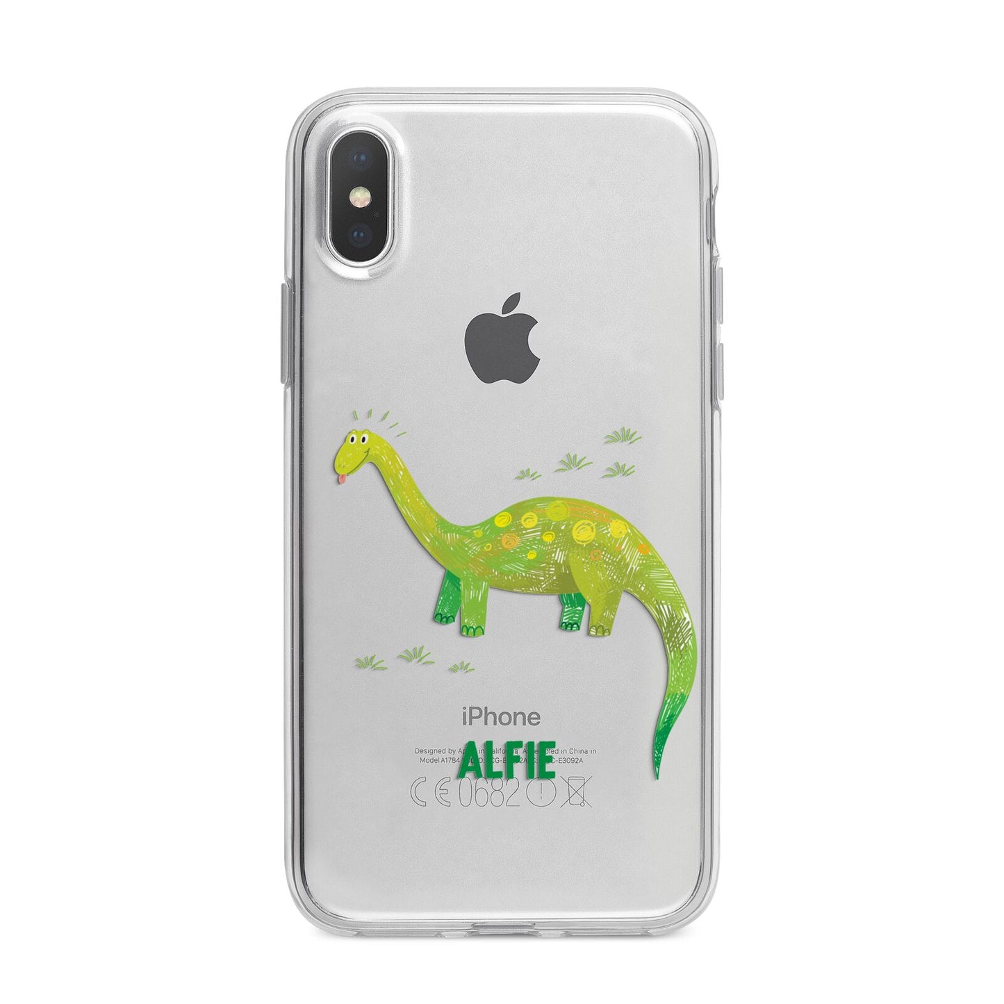 Custom Dinosaur iPhone X Bumper Case on Silver iPhone Alternative Image 1