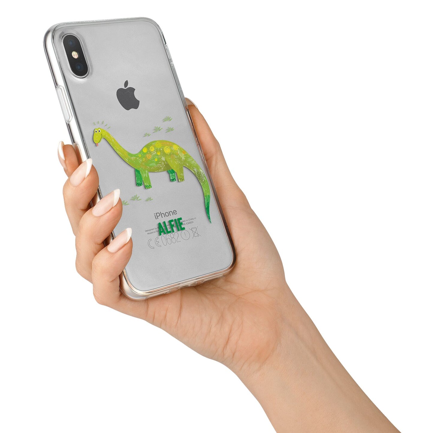 Custom Dinosaur iPhone X Bumper Case on Silver iPhone Alternative Image 2