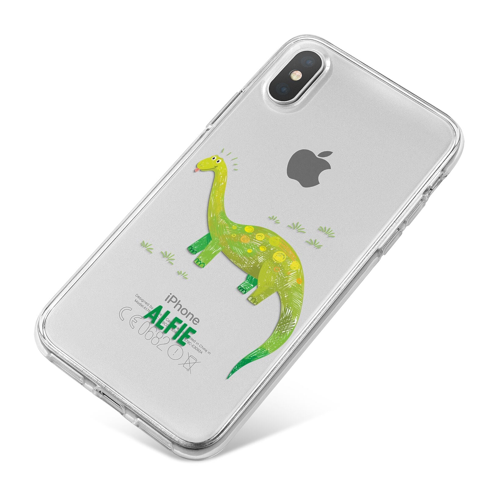 Custom Dinosaur iPhone X Bumper Case on Silver iPhone