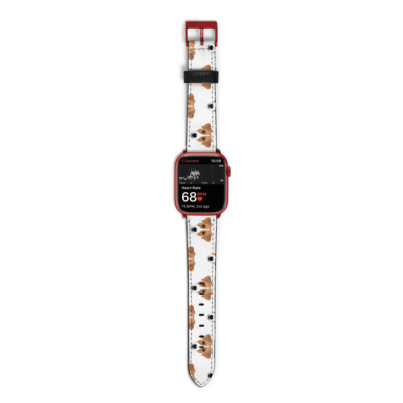 Custom Dog Apple Watch Strap Size 38mm with Red Hardware