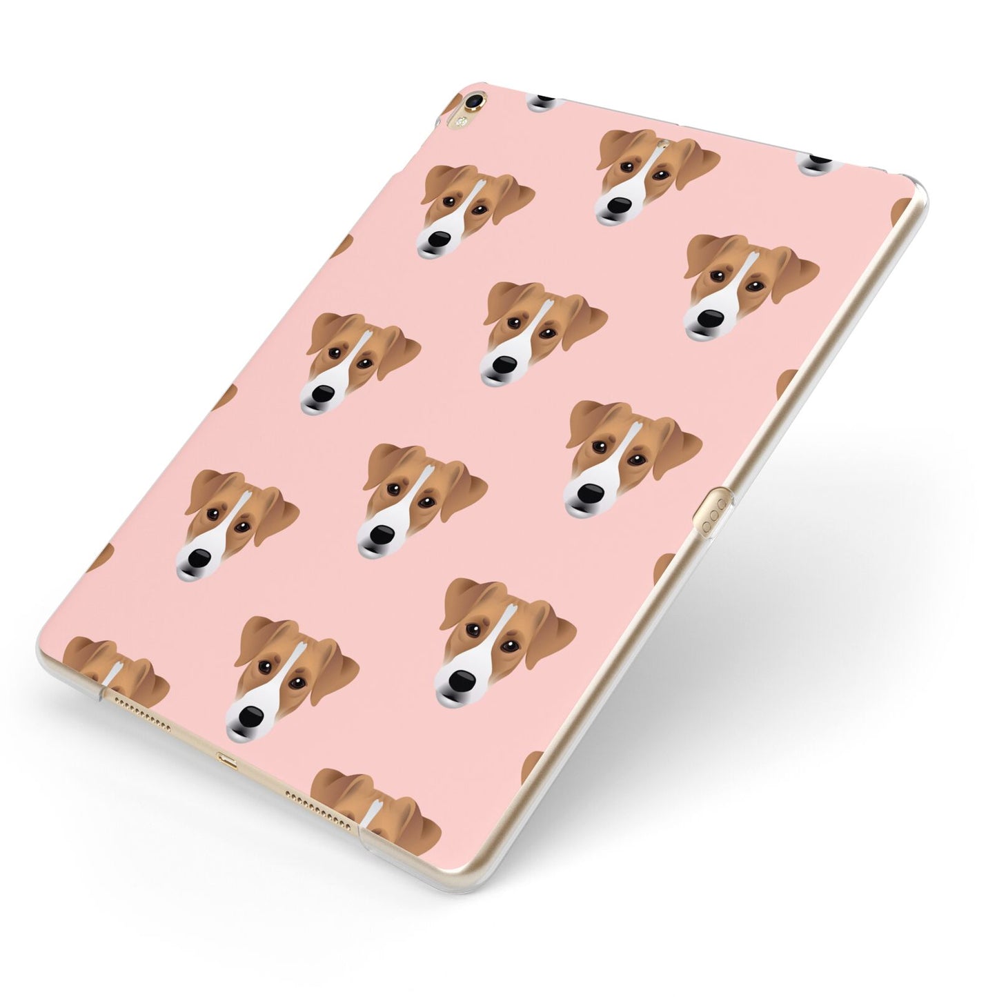 Custom Dog Apple iPad Case on Gold iPad Side View