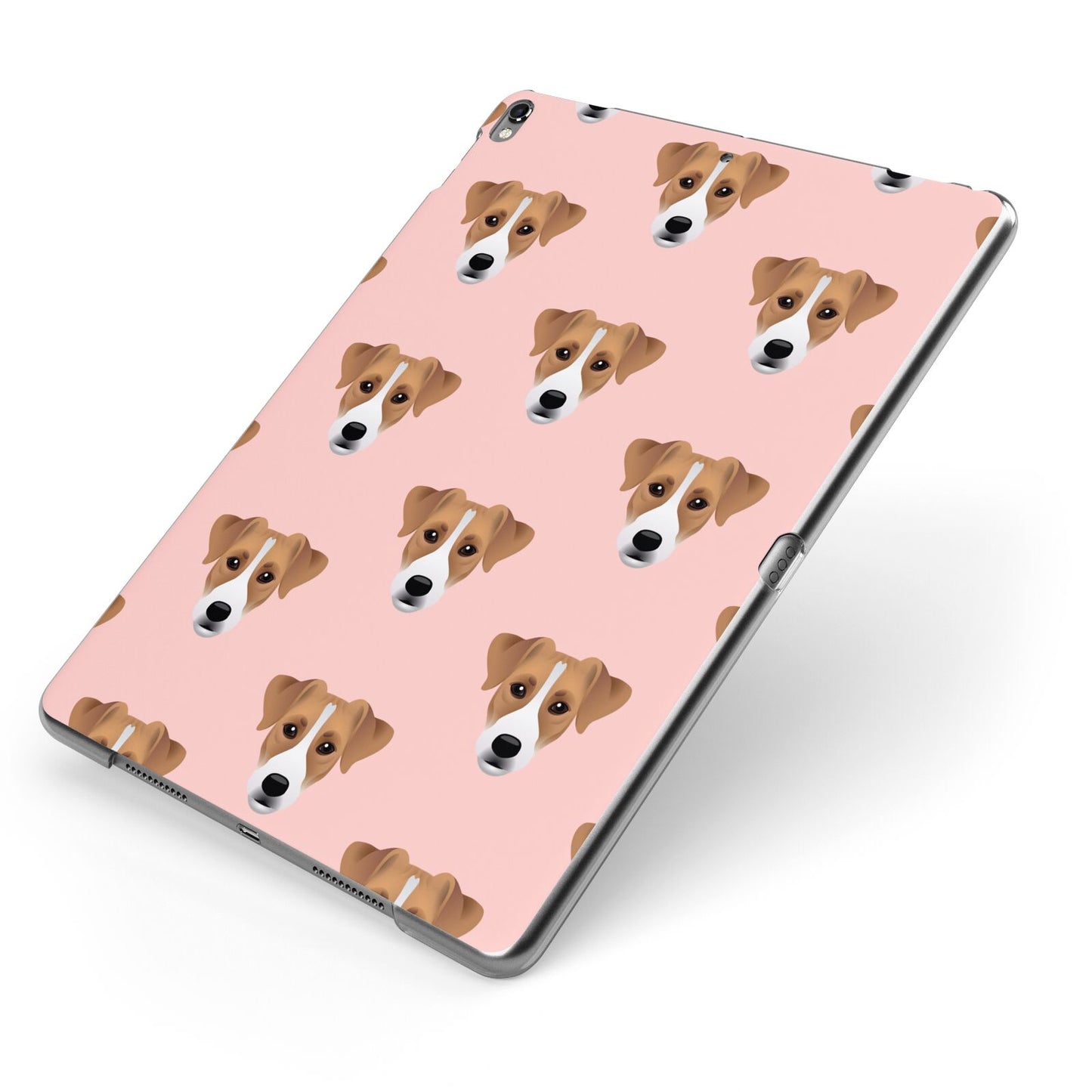 Custom Dog Apple iPad Case on Grey iPad Side View