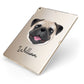 Custom Dog Illustration with Name Apple iPad Case on Gold iPad Side View