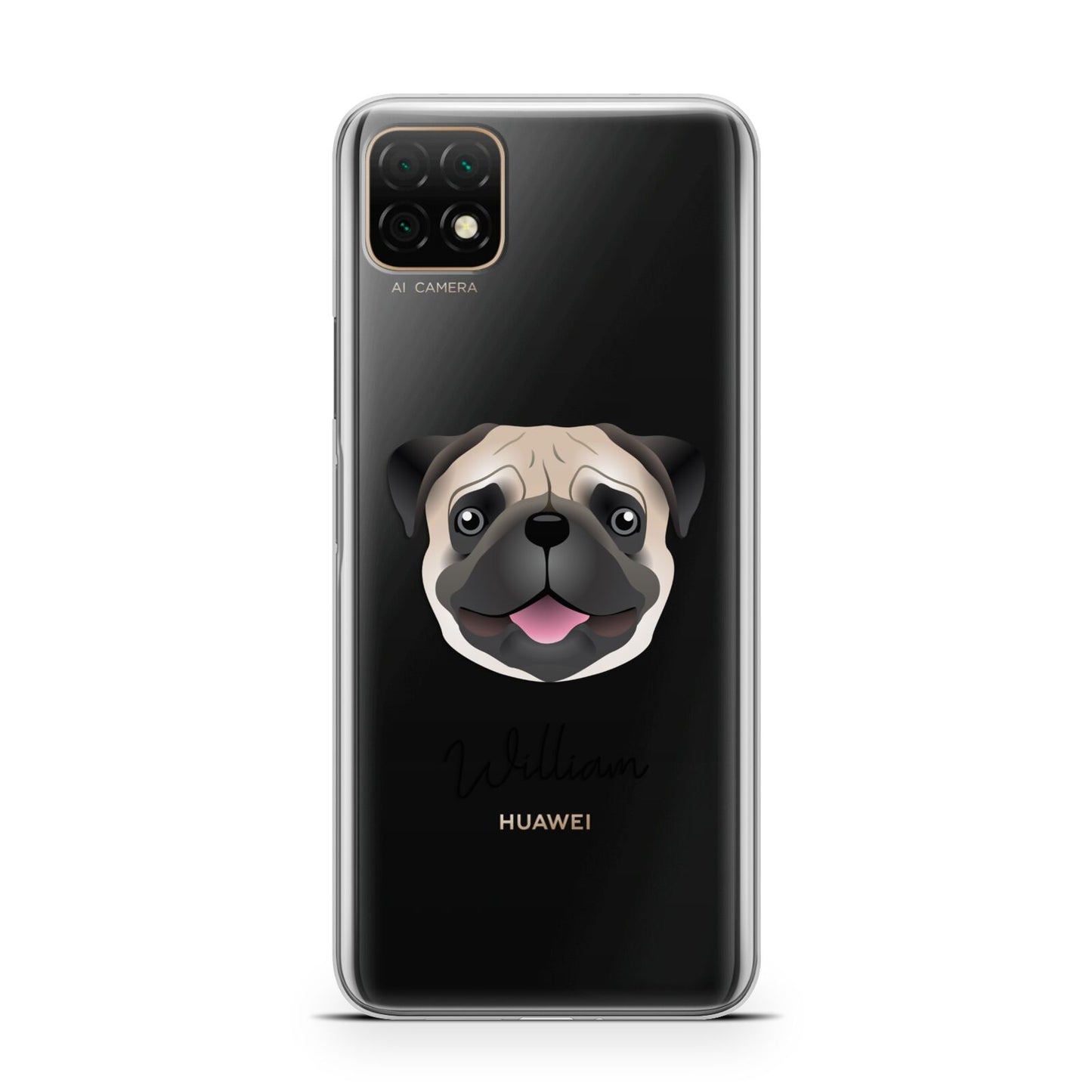 Custom Dog Illustration with Name Huawei Enjoy 20 Phone Case