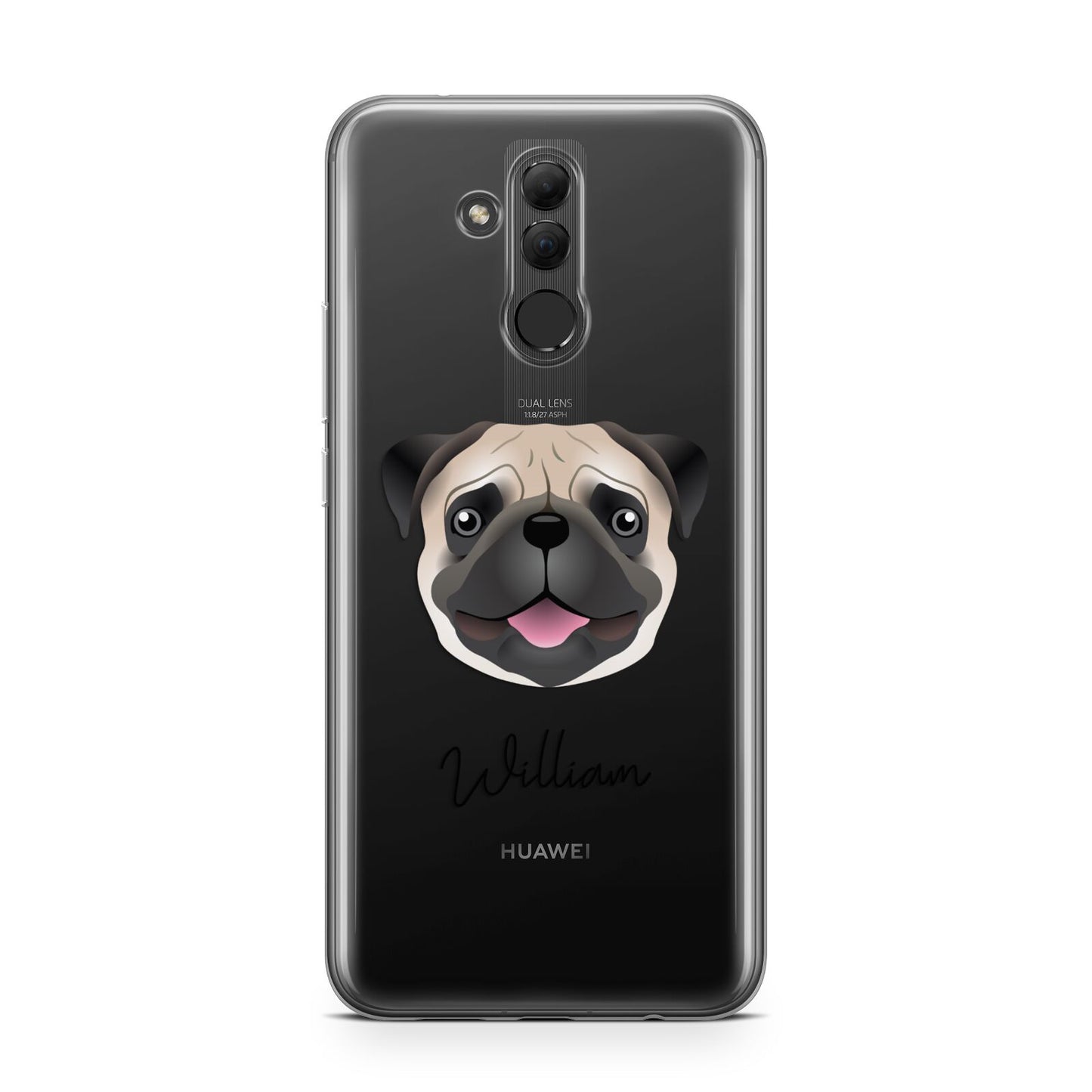 Custom Dog Illustration with Name Huawei Mate 20 Lite