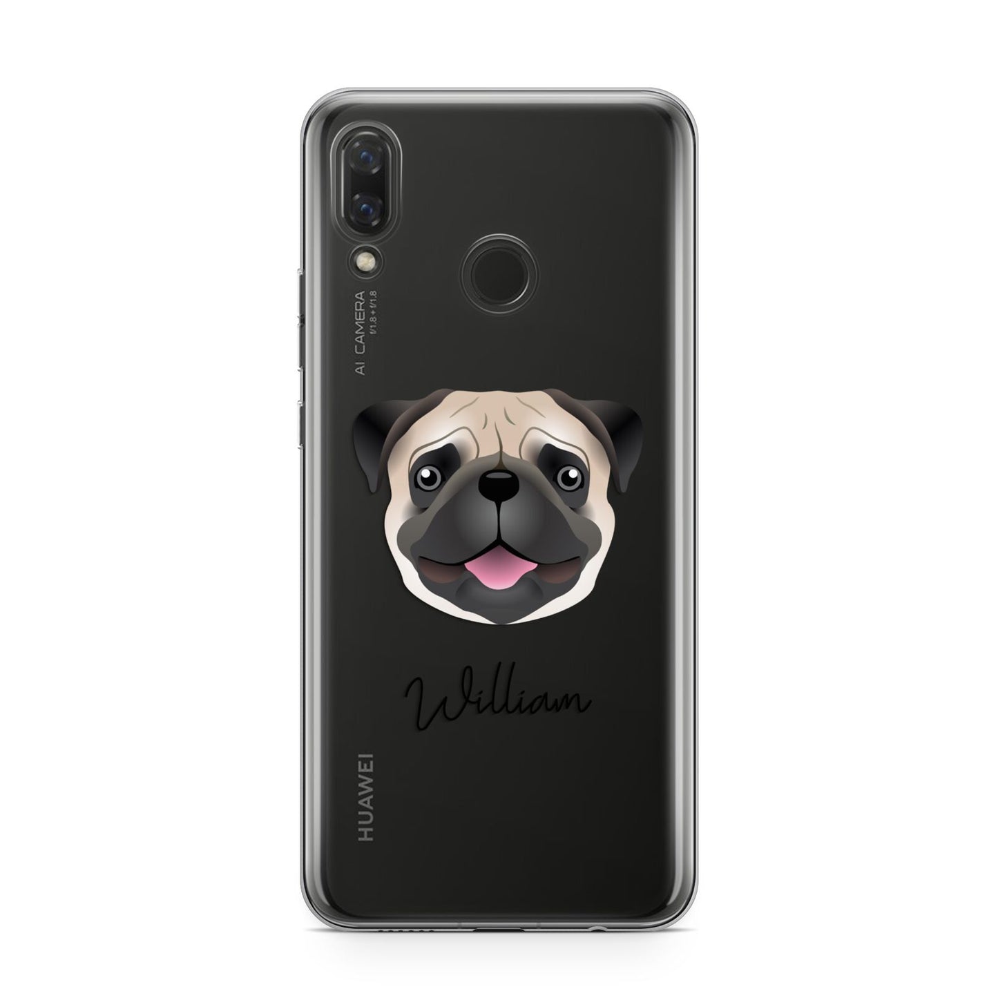 Custom Dog Illustration with Name Huawei Nova 3 Phone Case