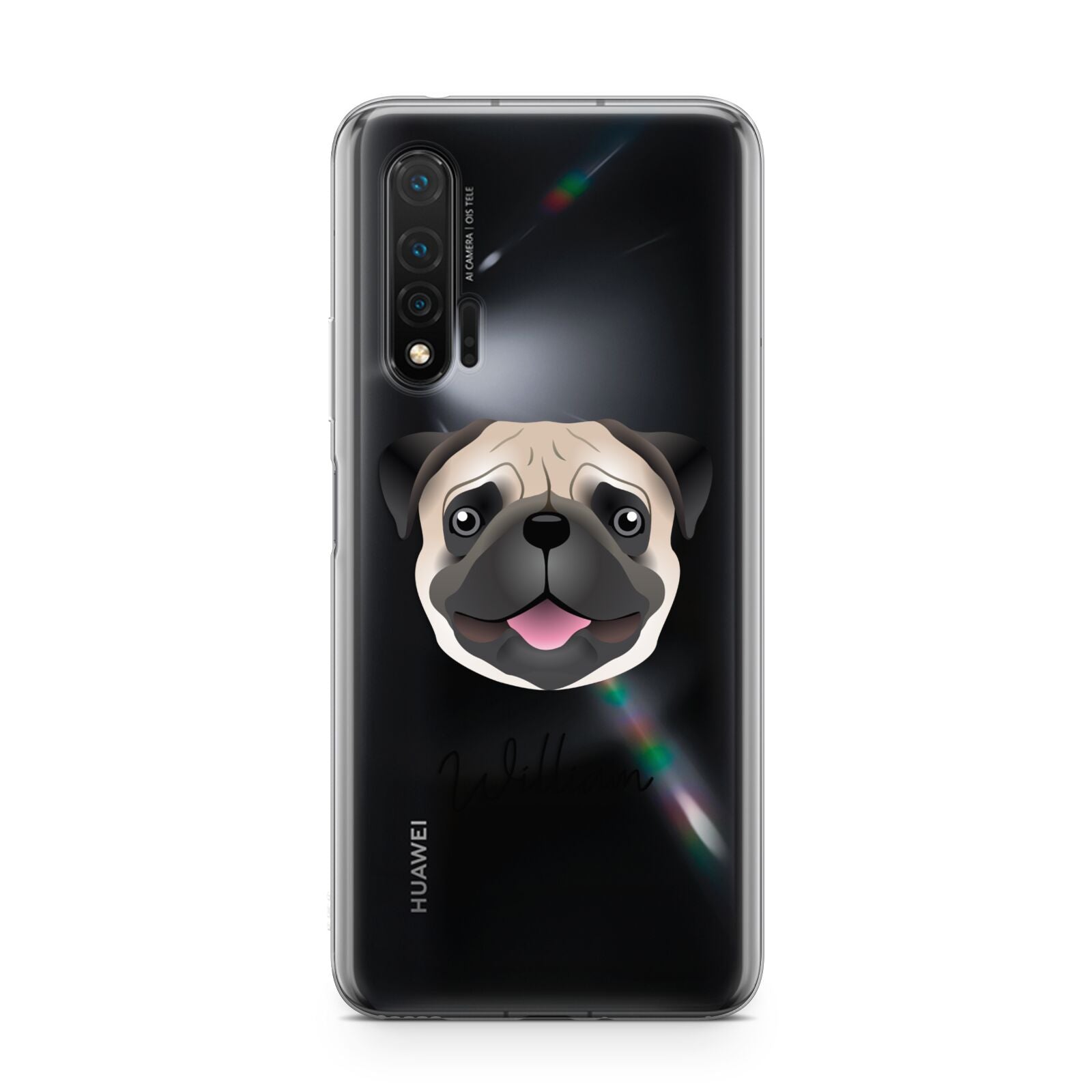 Custom Dog Illustration with Name Huawei Nova 6 Phone Case