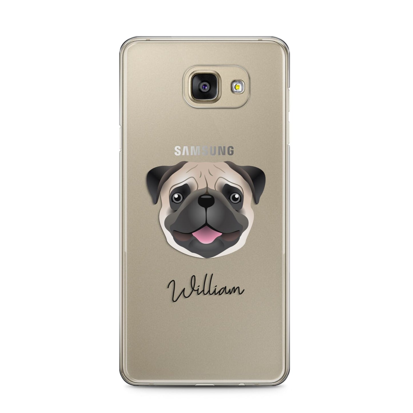 Custom Dog Illustration with Name Samsung Galaxy A5 2016 Case on gold phone