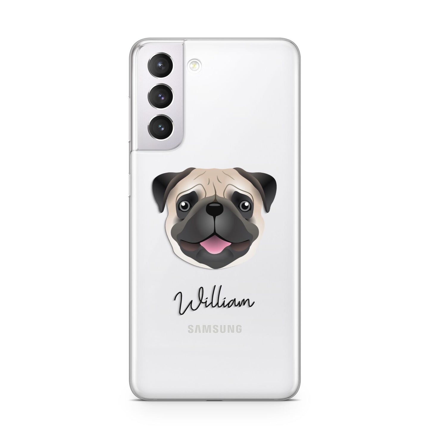 Custom Dog Illustration with Name Samsung S21 Case