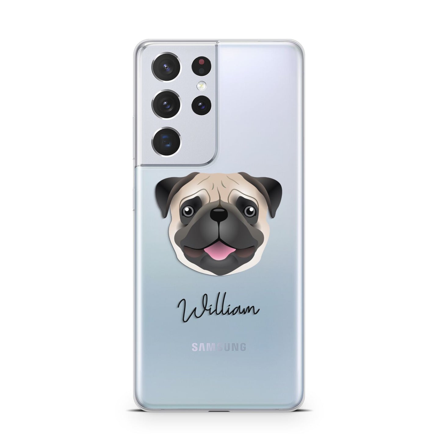 Custom Dog Illustration with Name Samsung S21 Ultra Case