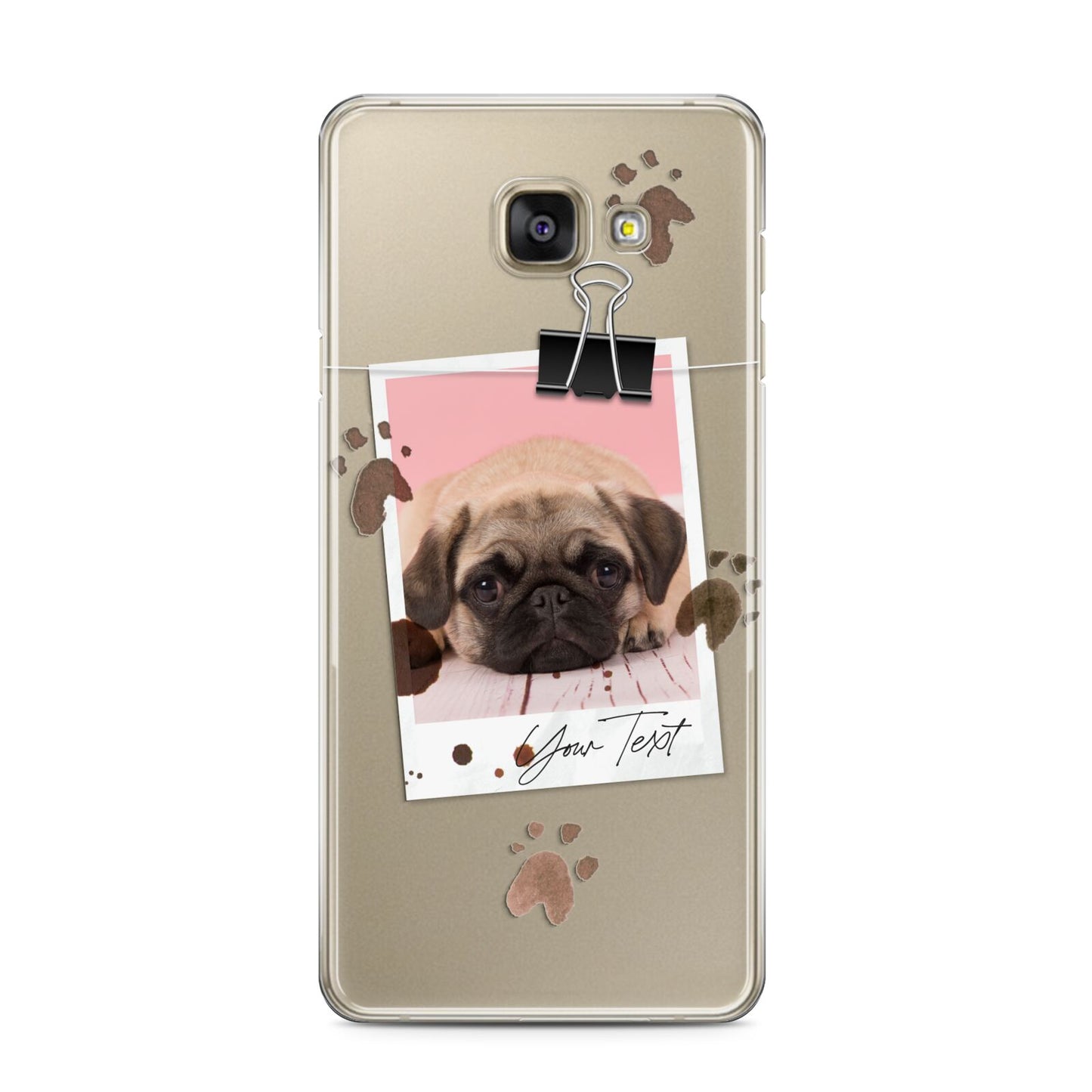 Custom Dog Picture with Name Samsung Galaxy A3 2016 Case on gold phone