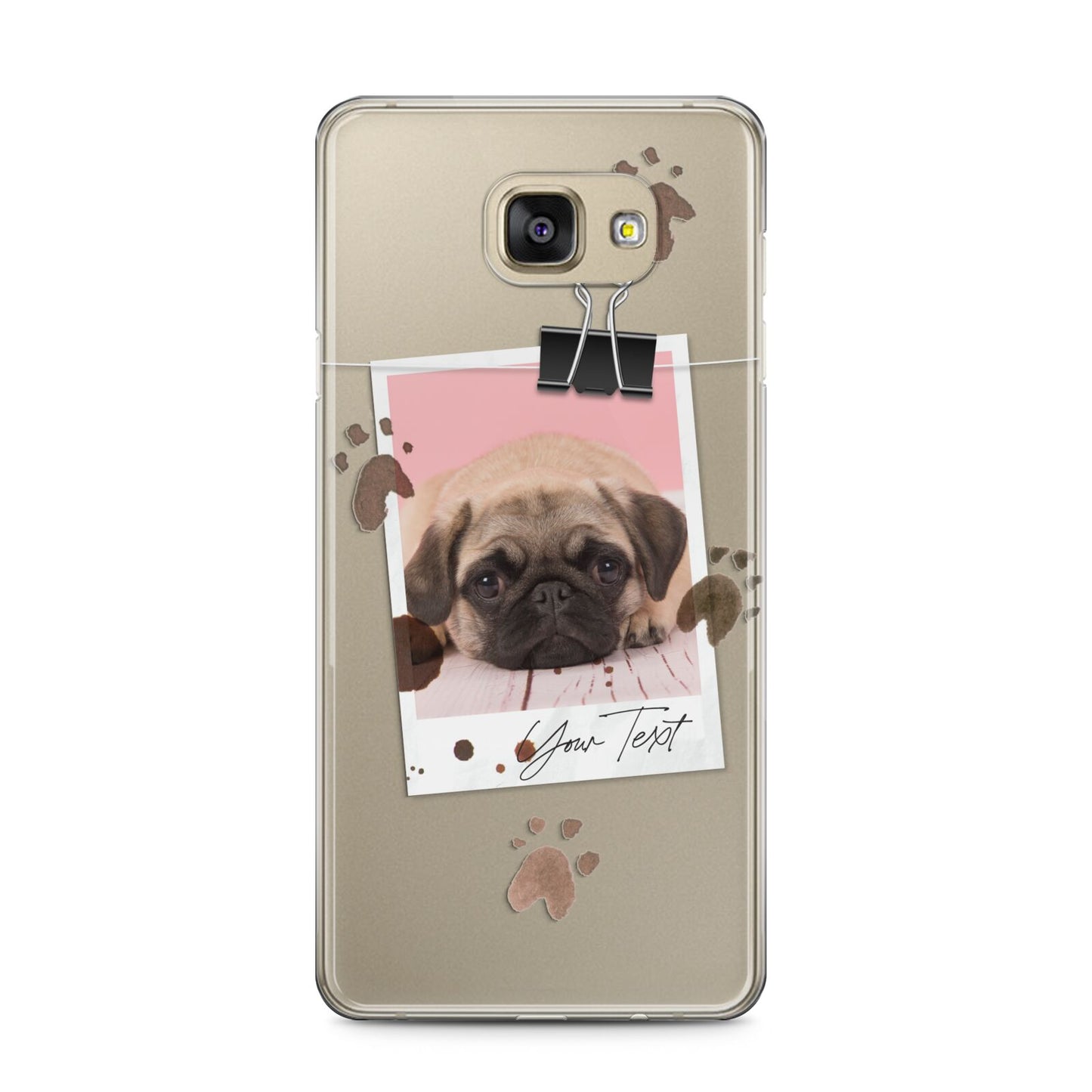 Custom Dog Picture with Name Samsung Galaxy A5 2016 Case on gold phone