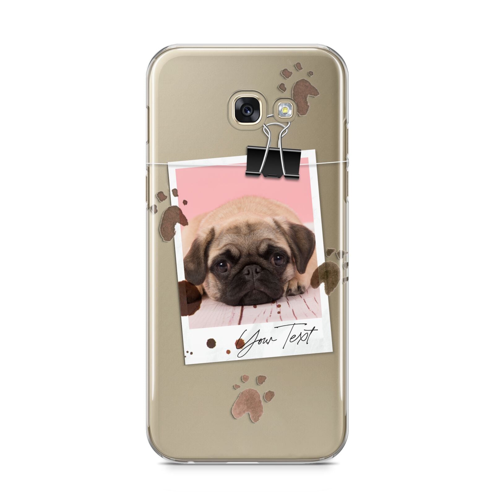 Custom Dog Picture with Name Samsung Galaxy A5 2017 Case on gold phone