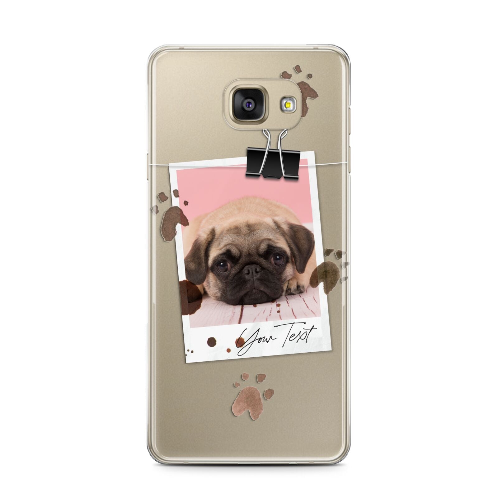 Custom Dog Picture with Name Samsung Galaxy A7 2016 Case on gold phone