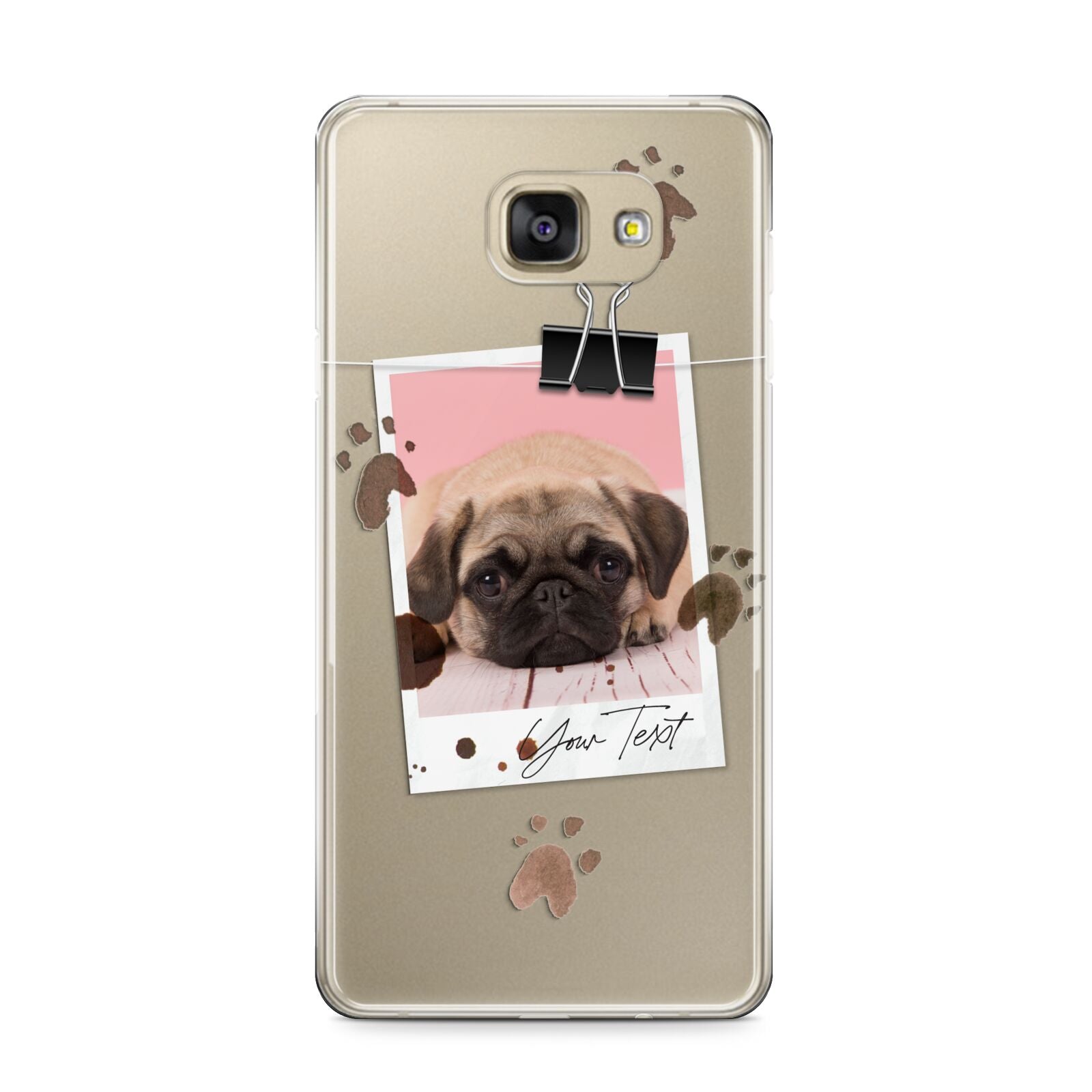 Custom Dog Picture with Name Samsung Galaxy A9 2016 Case on gold phone