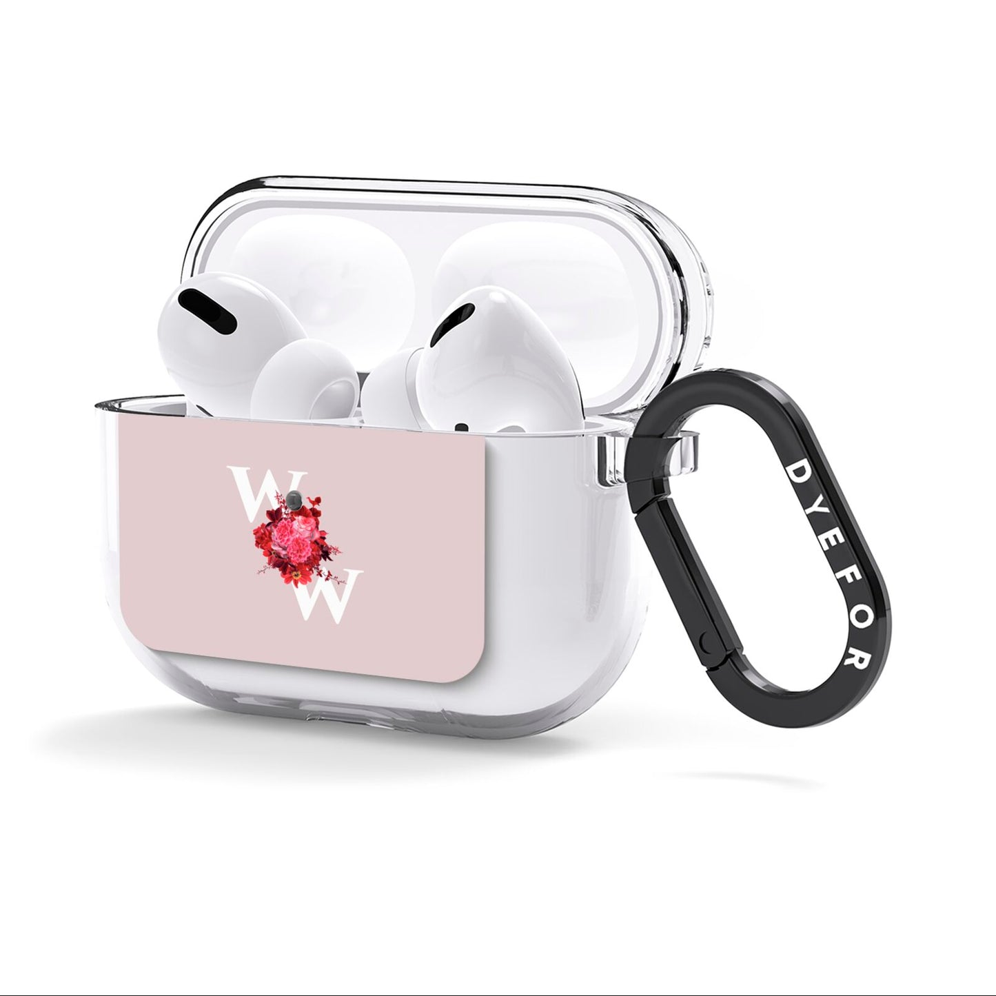 Custom Dual Initial Floral AirPods Clear Case 3rd Gen Side Image