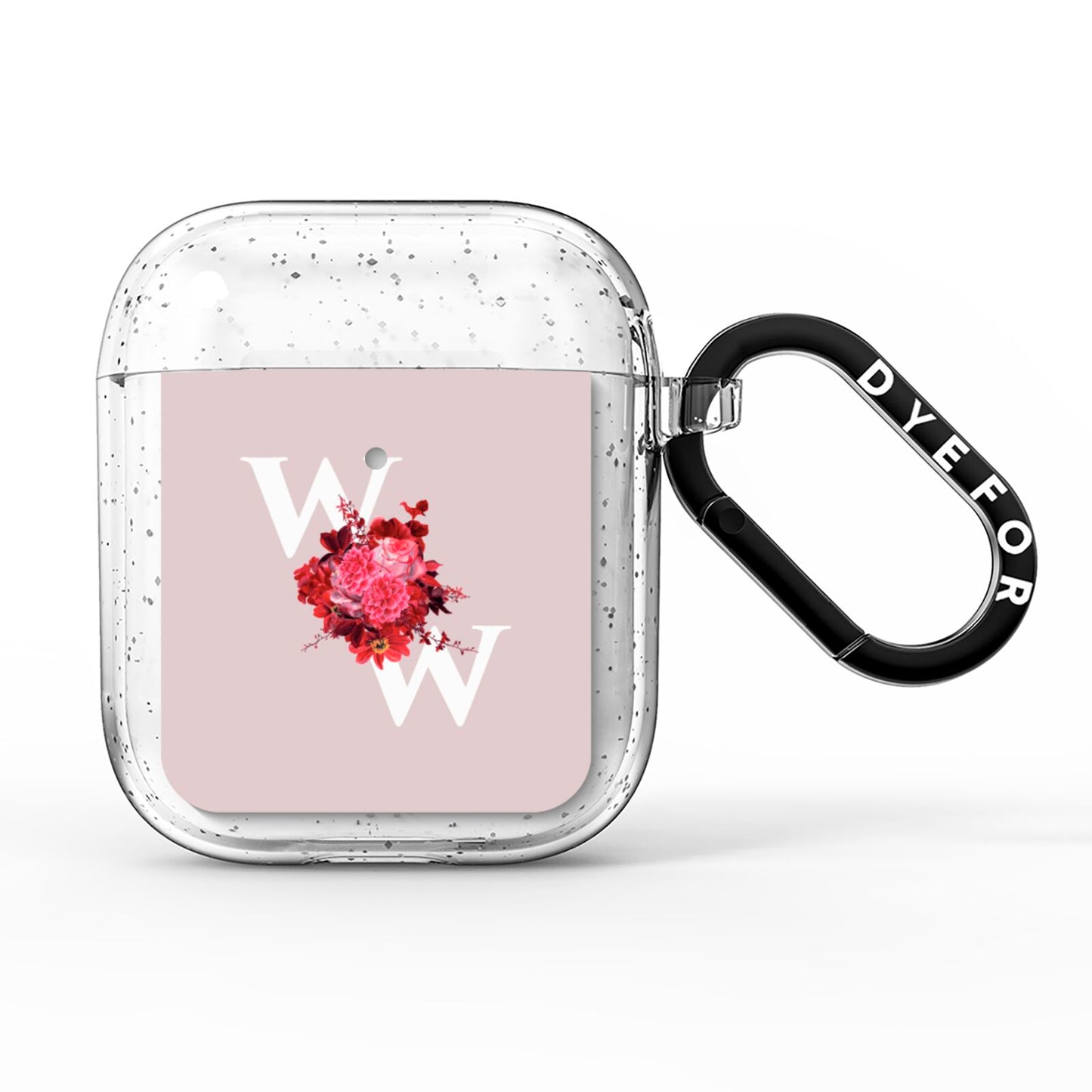 Custom Dual Initial Floral AirPods Glitter Case