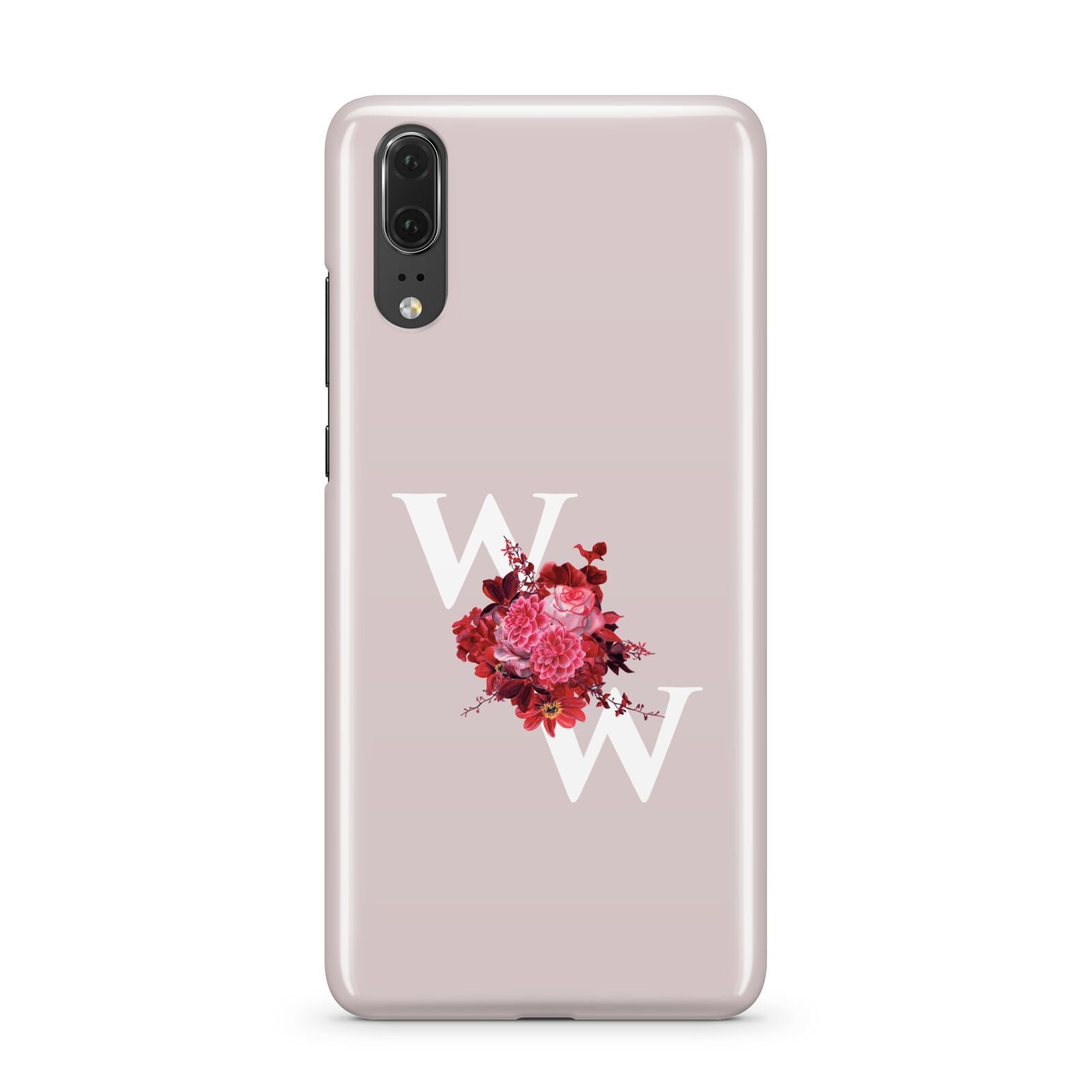 Custom Dual Initial Floral Huawei P20 Phone Case