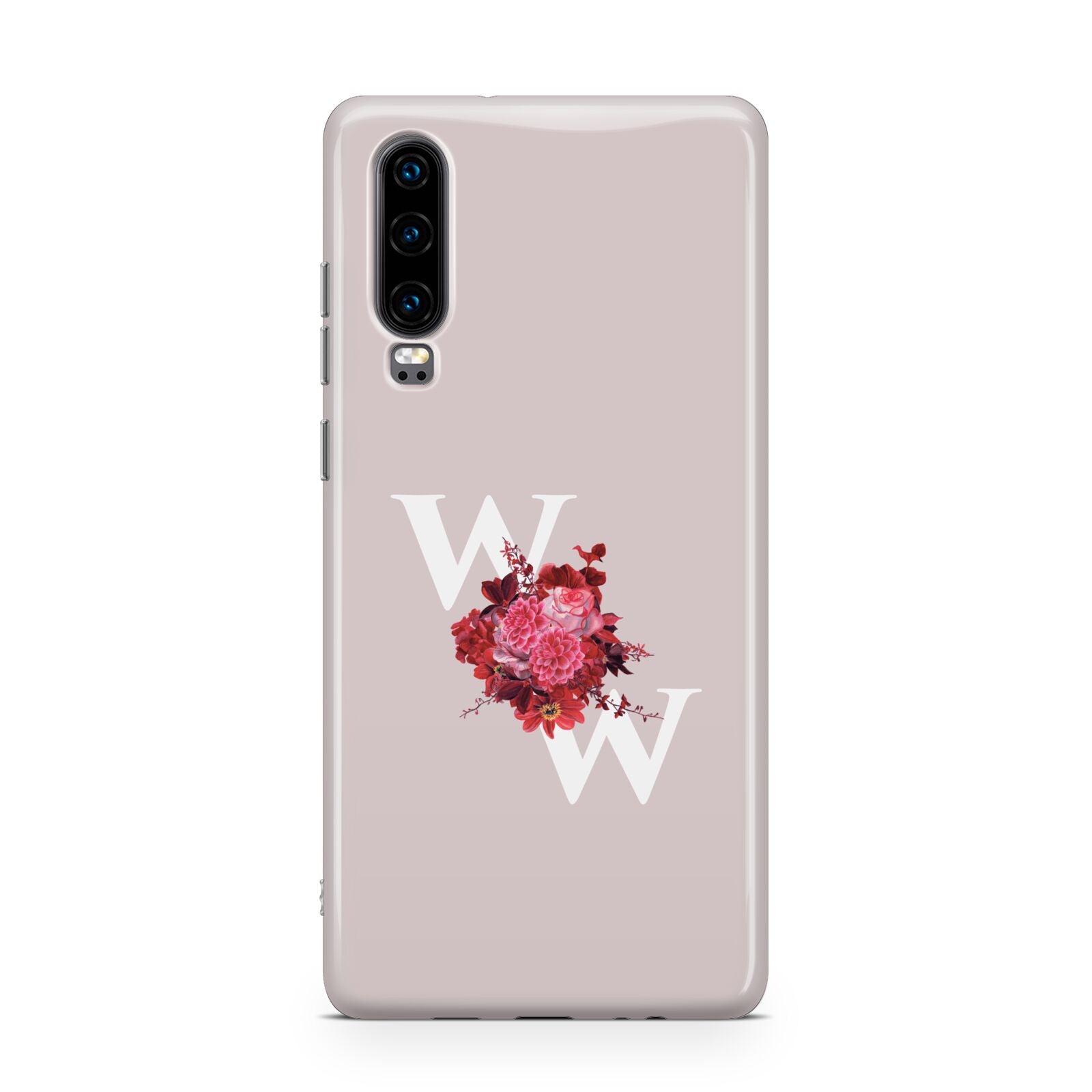 Custom Dual Initial Floral Huawei P30 Phone Case