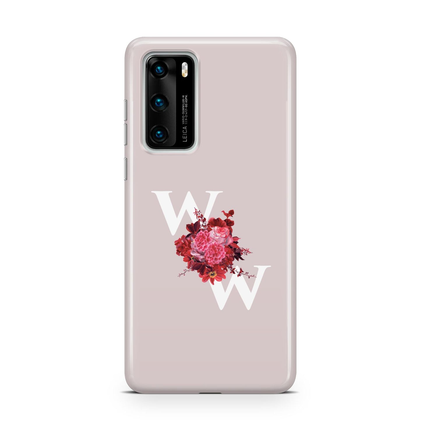 Custom Dual Initial Floral Huawei P40 Phone Case