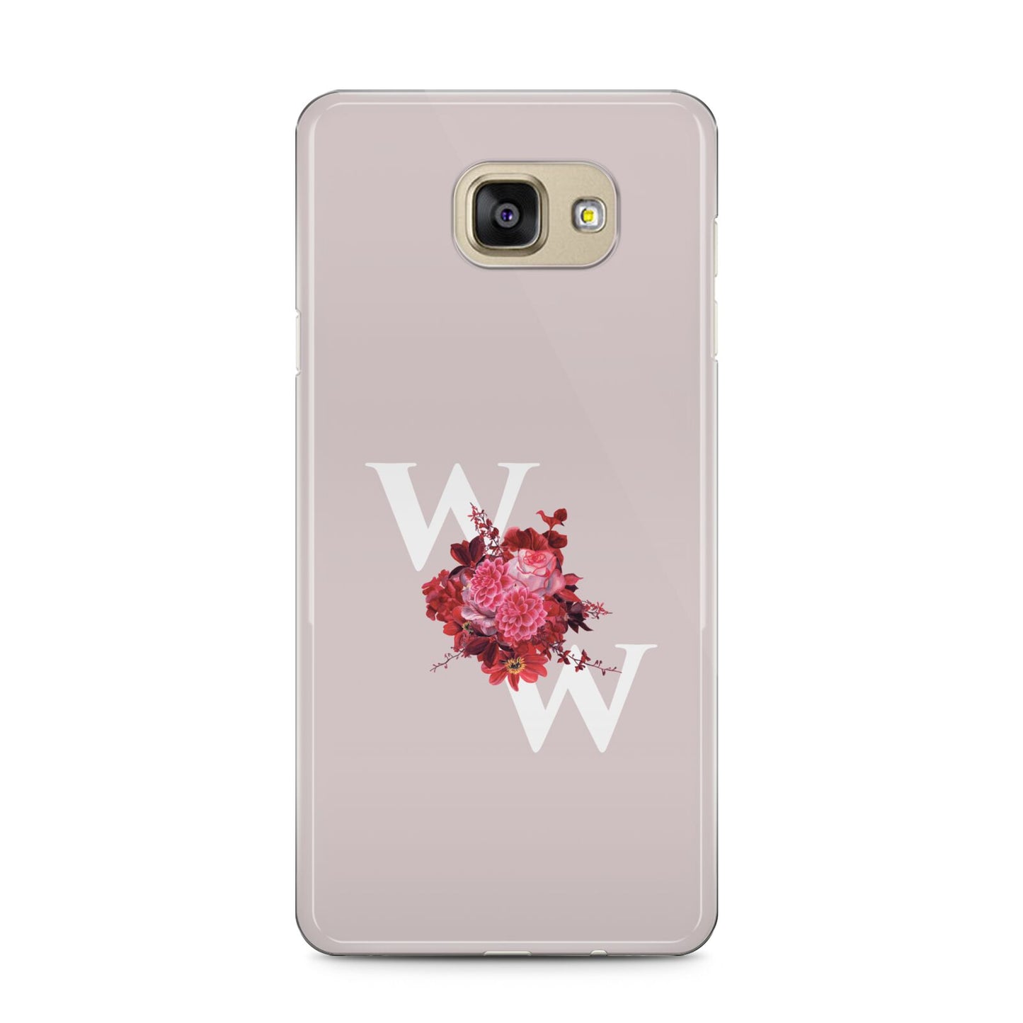 Custom Dual Initial Floral Samsung Galaxy A5 2016 Case on gold phone