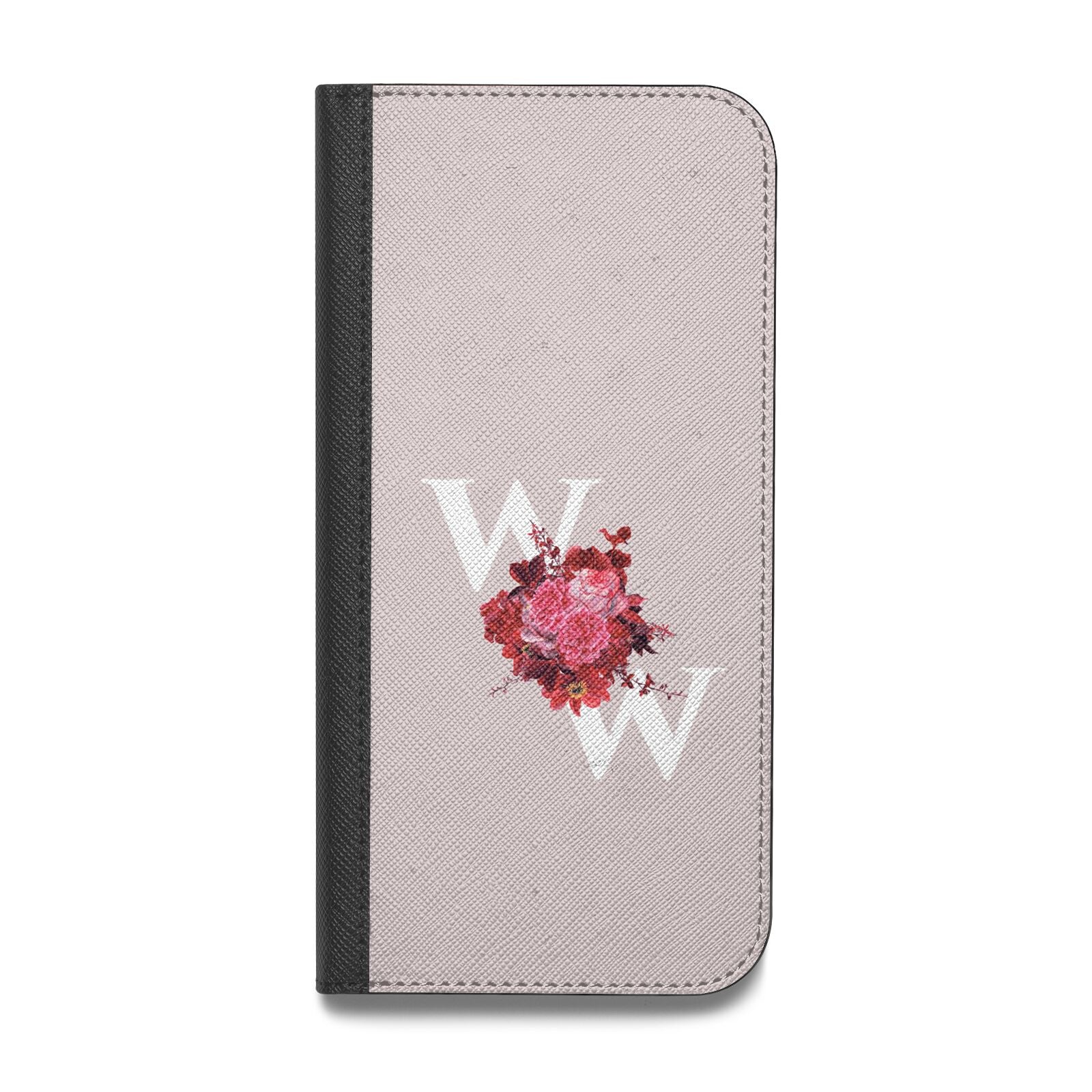 Custom Dual Initial Floral Vegan Leather Flip Samsung Case