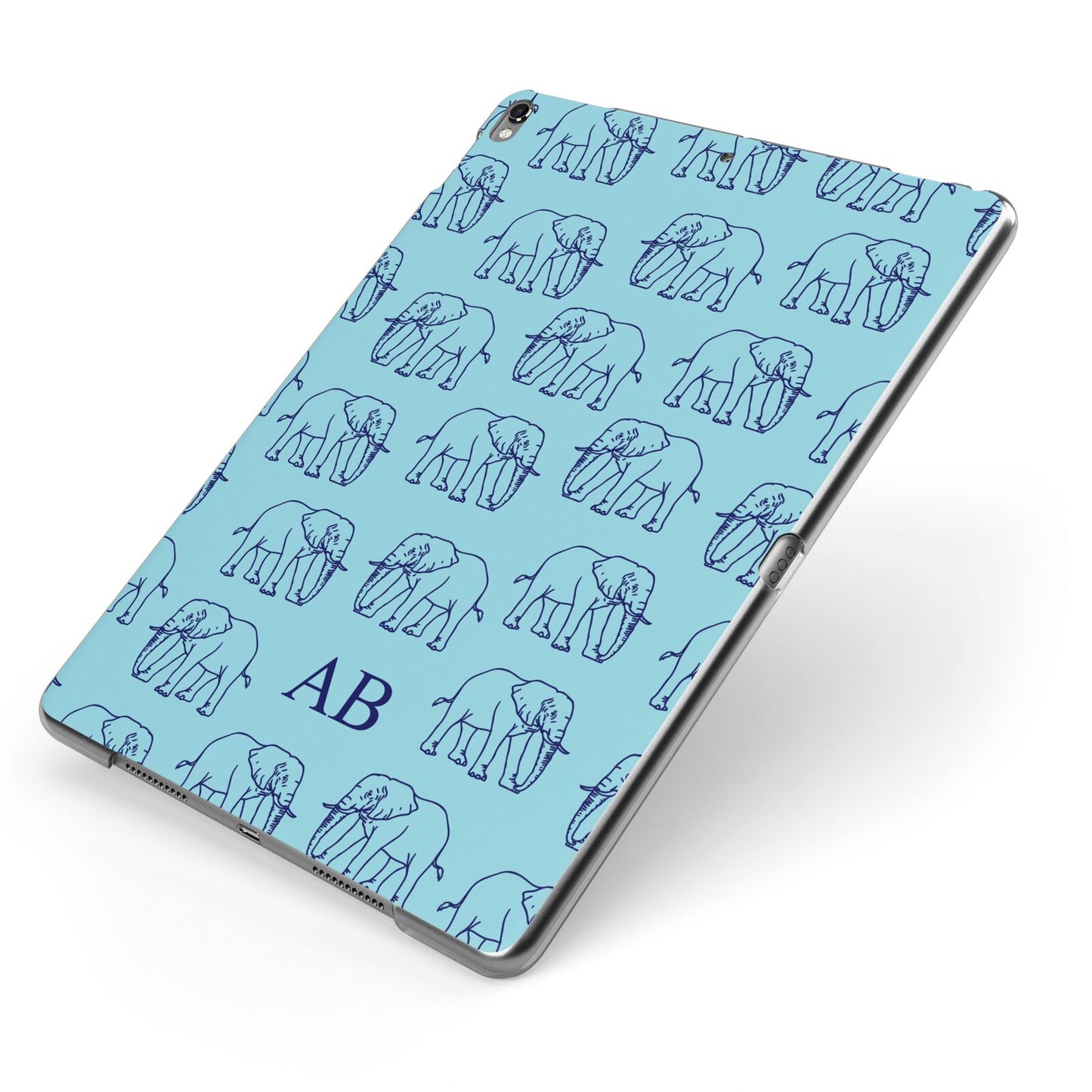 Custom Elephant Apple iPad Case on Grey iPad Side View