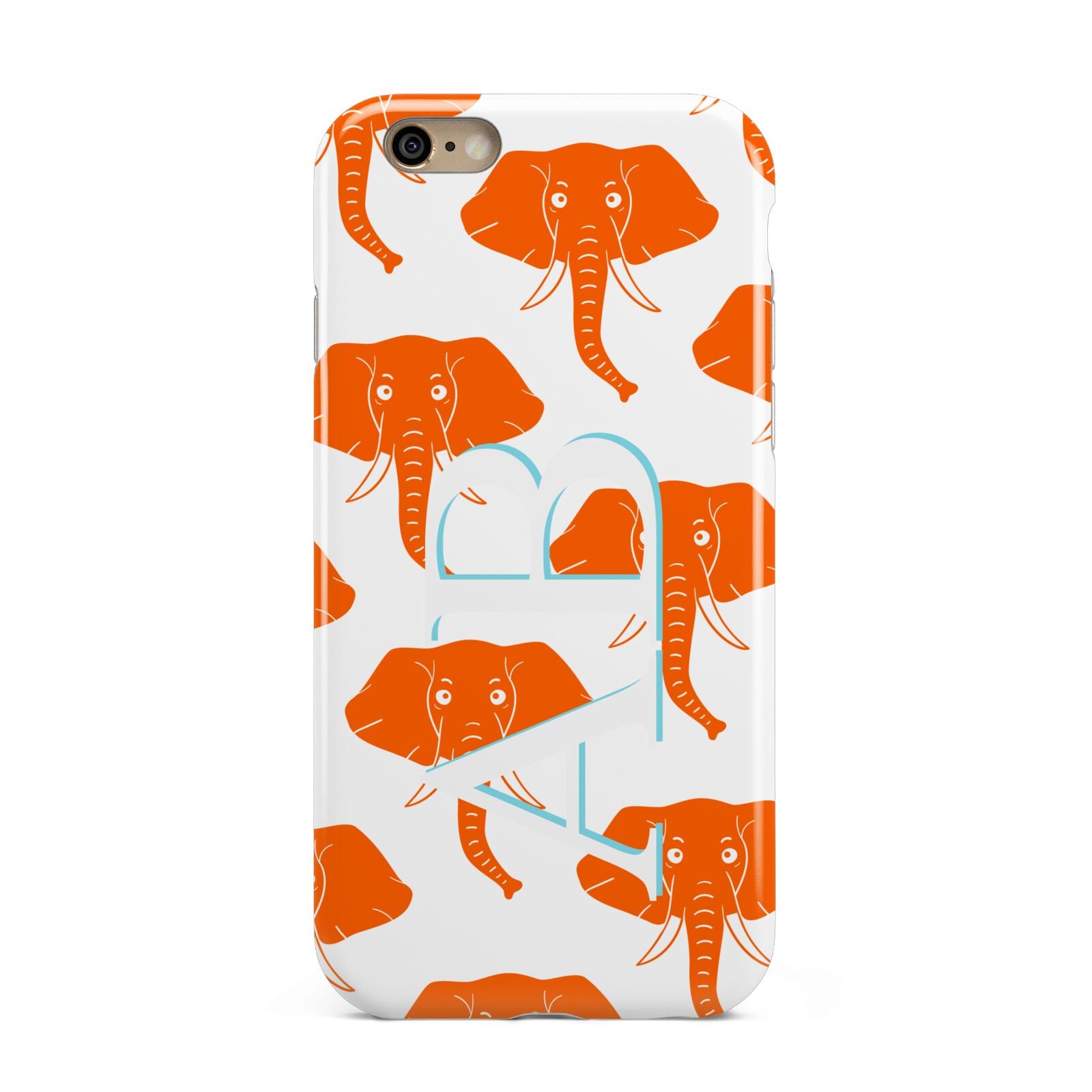 Custom Elephant Initials Apple iPhone 6 3D Tough Case