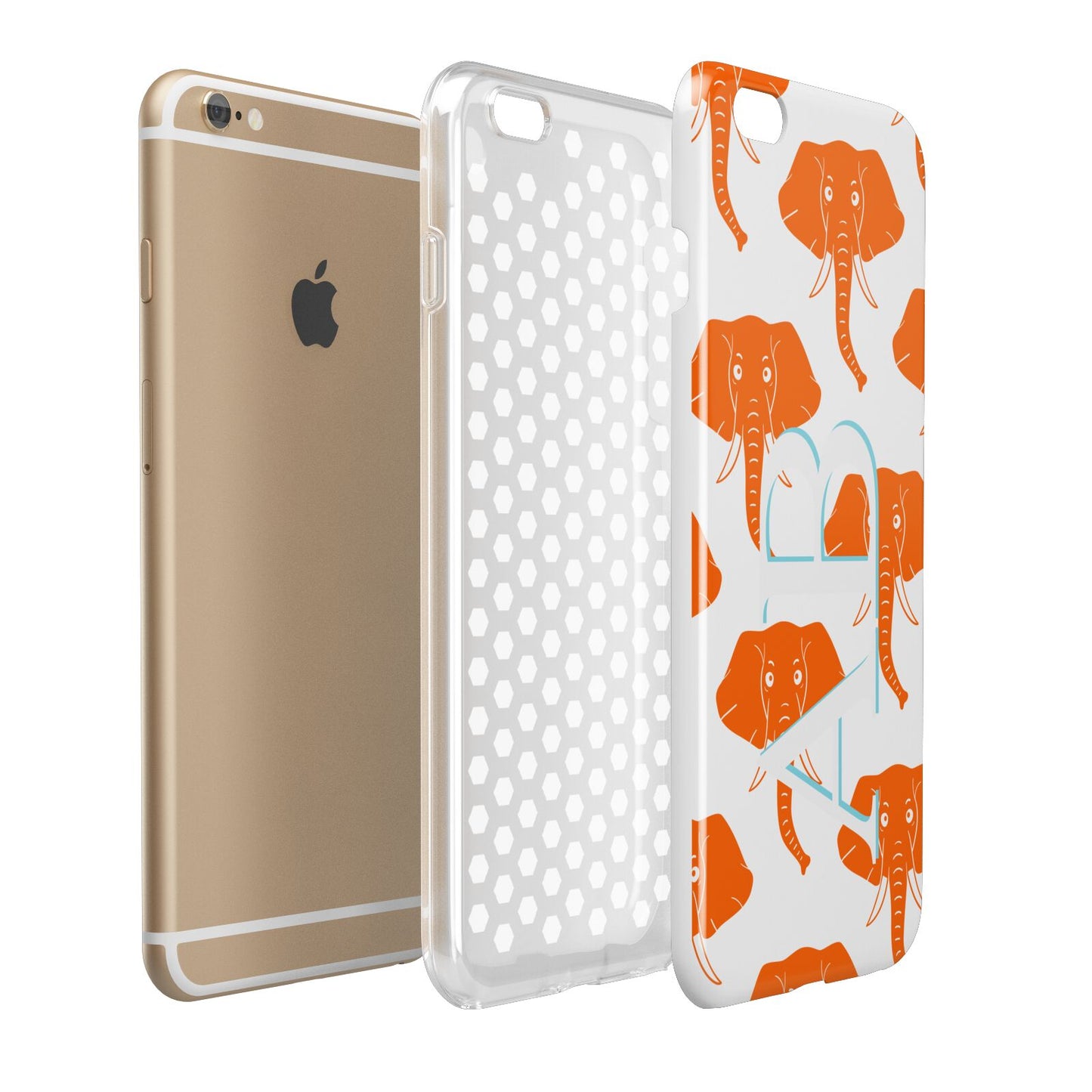 Custom Elephant Initials Apple iPhone 6 Plus 3D Tough Case Expand Detail Image