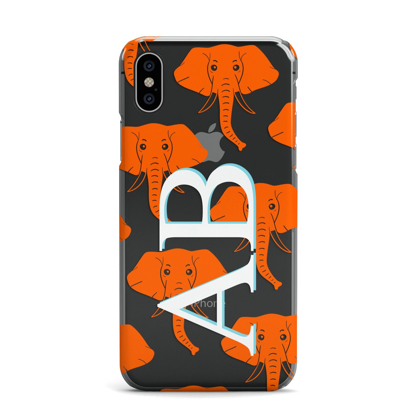 Custom Elephant Initials Apple iPhone X Case