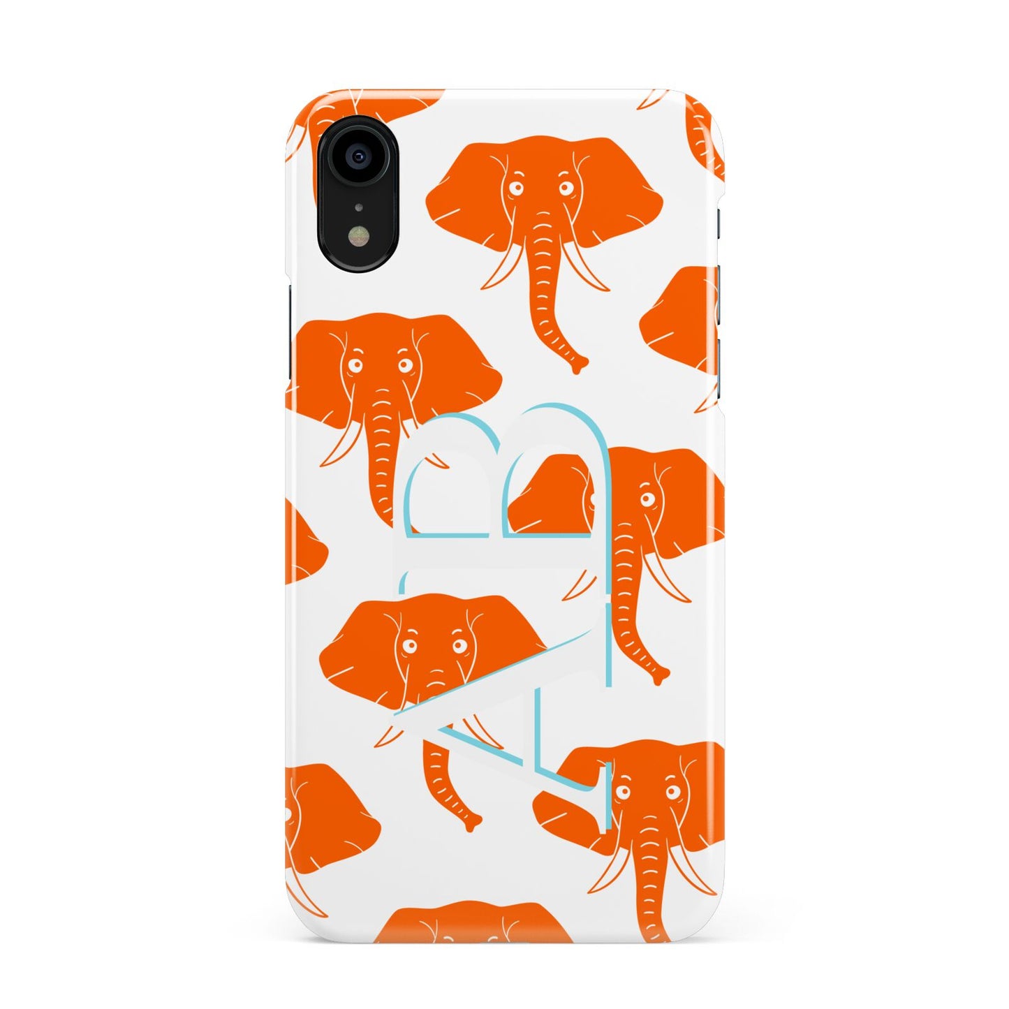 Custom Elephant Initials Apple iPhone XR Black 3D Snap Case