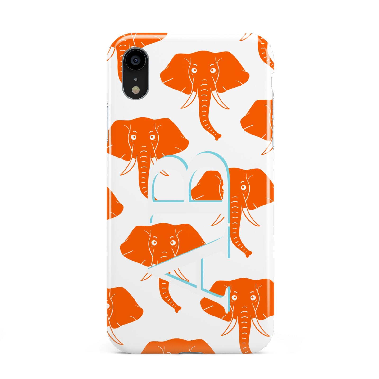 Custom Elephant Initials Apple iPhone XR Black 3D Tough Case