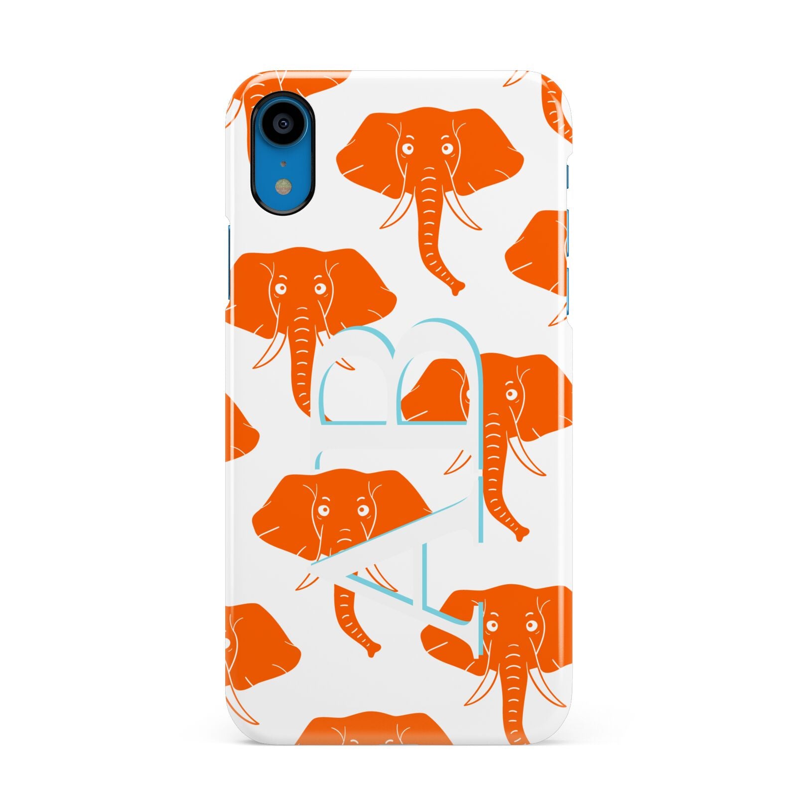 Custom Elephant Initials Apple iPhone XR Blue 3D Snap Case