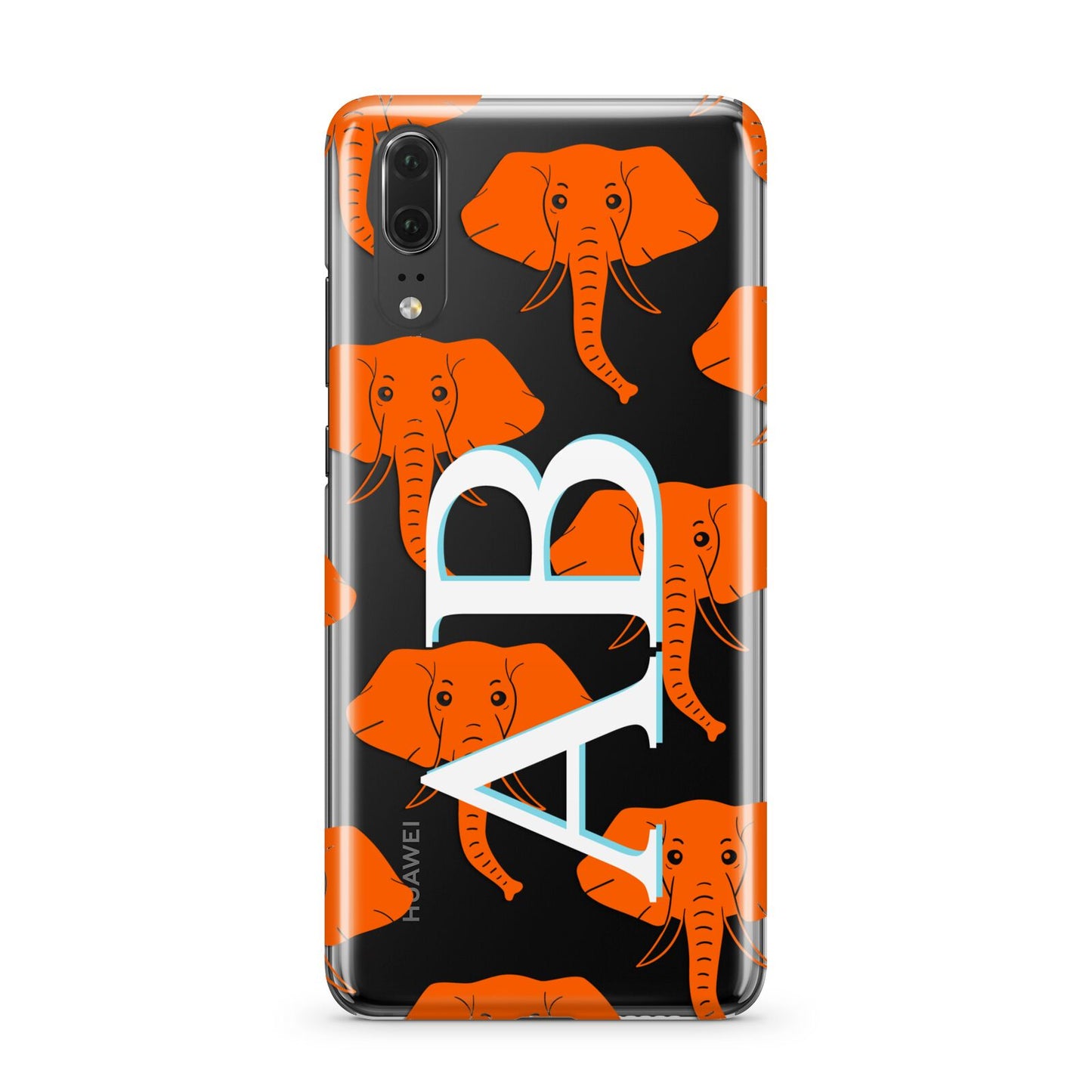 Custom Elephant Initials Huawei P20 Phone Case