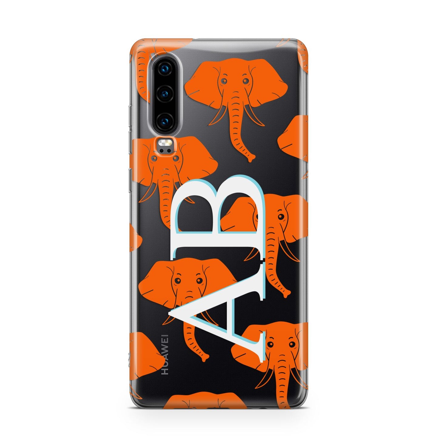 Custom Elephant Initials Huawei P30 Phone Case