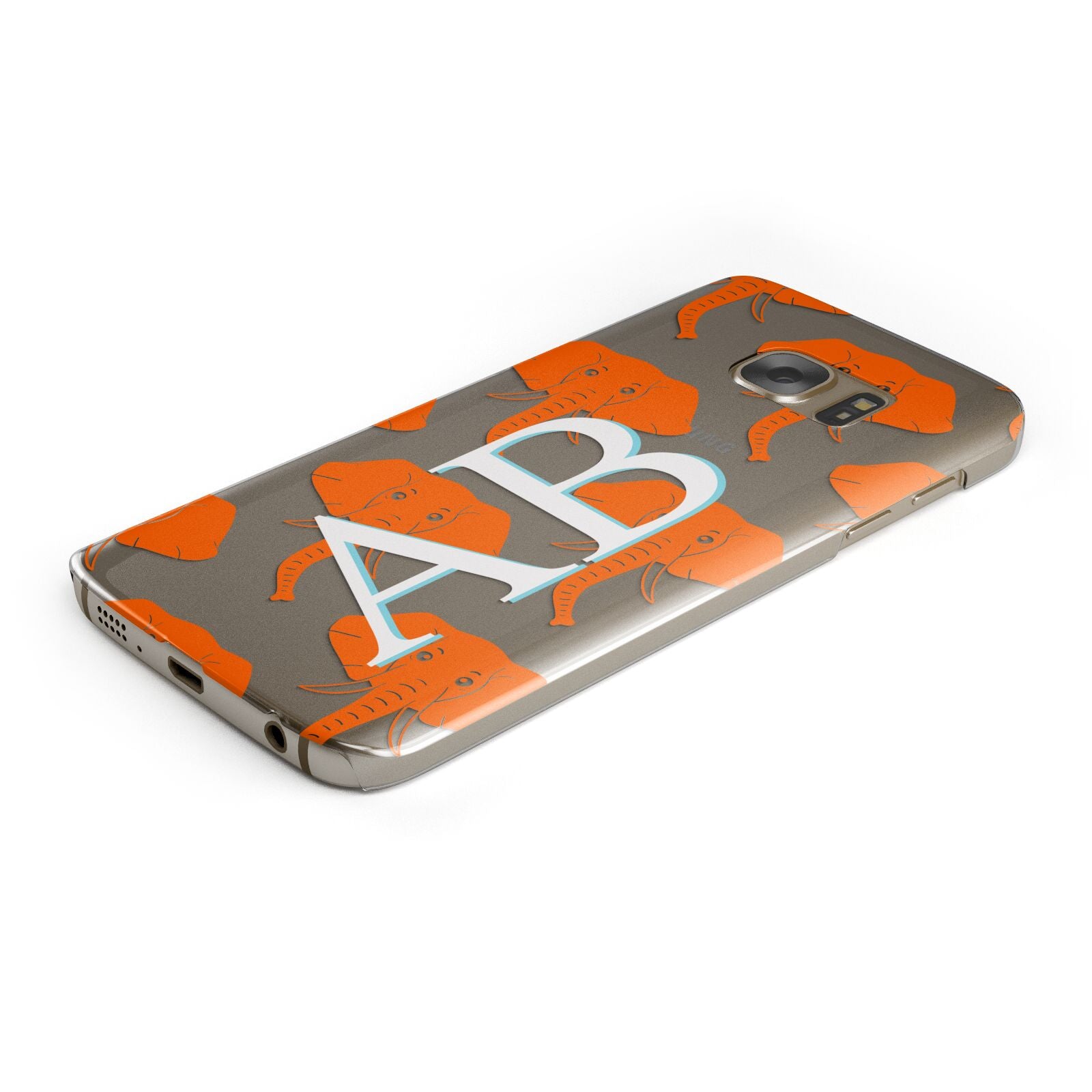 Custom Elephant Initials Protective Samsung Galaxy Case Angled Image