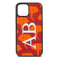 Custom Elephant Initials Red Pebble Leather iPhone 12 Case