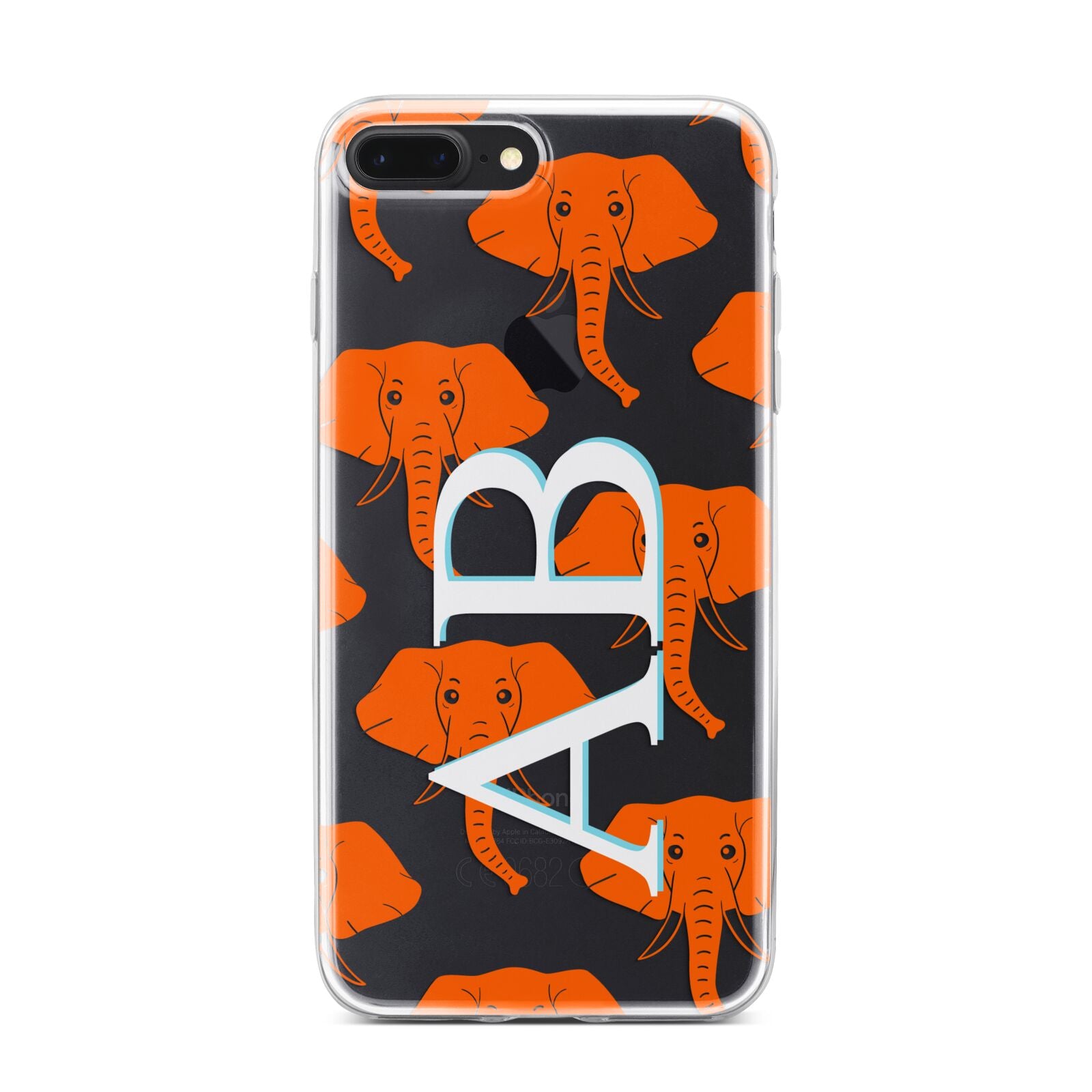 Custom Elephant Initials iPhone 7 Plus Bumper Case on Black iPhone