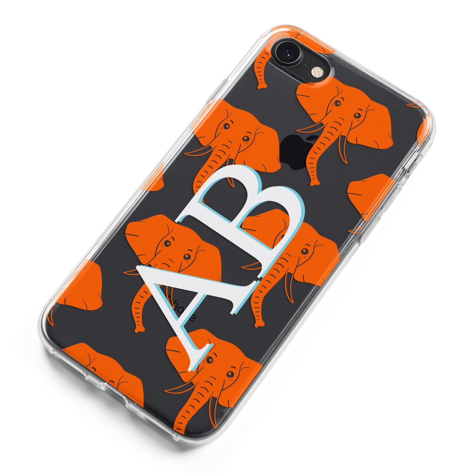 Custom Elephant Initials iPhone 8 Bumper Case on Black iPhone Alternative Image